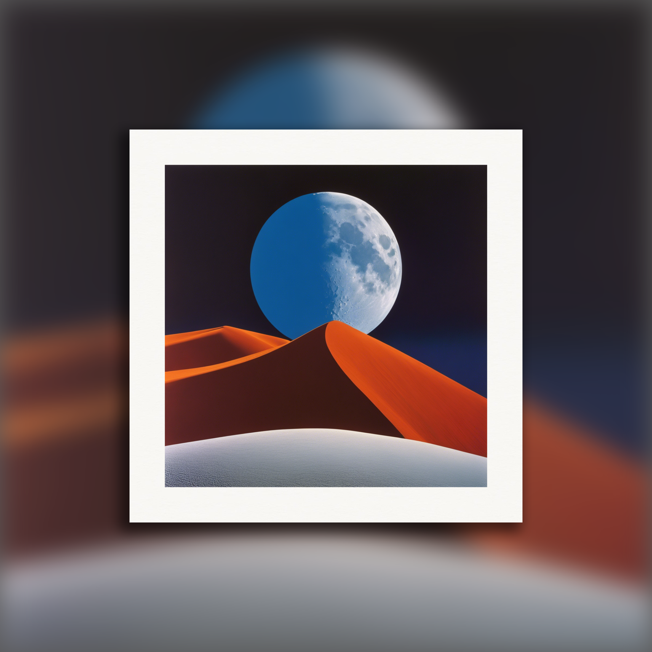 Vibrant and abstract visuals showcasing geometric patterns within scenic Kiwi landscapes, Moon - Poster