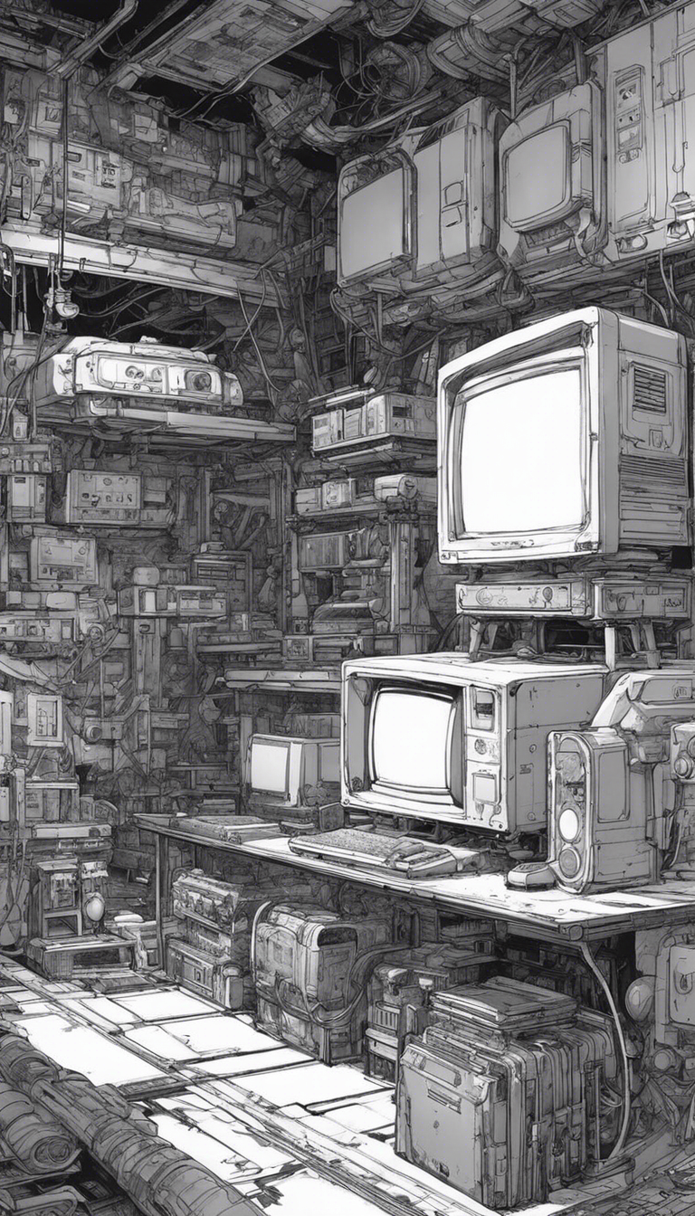 Modern black cyberpunk manga, Gaming console – Poster