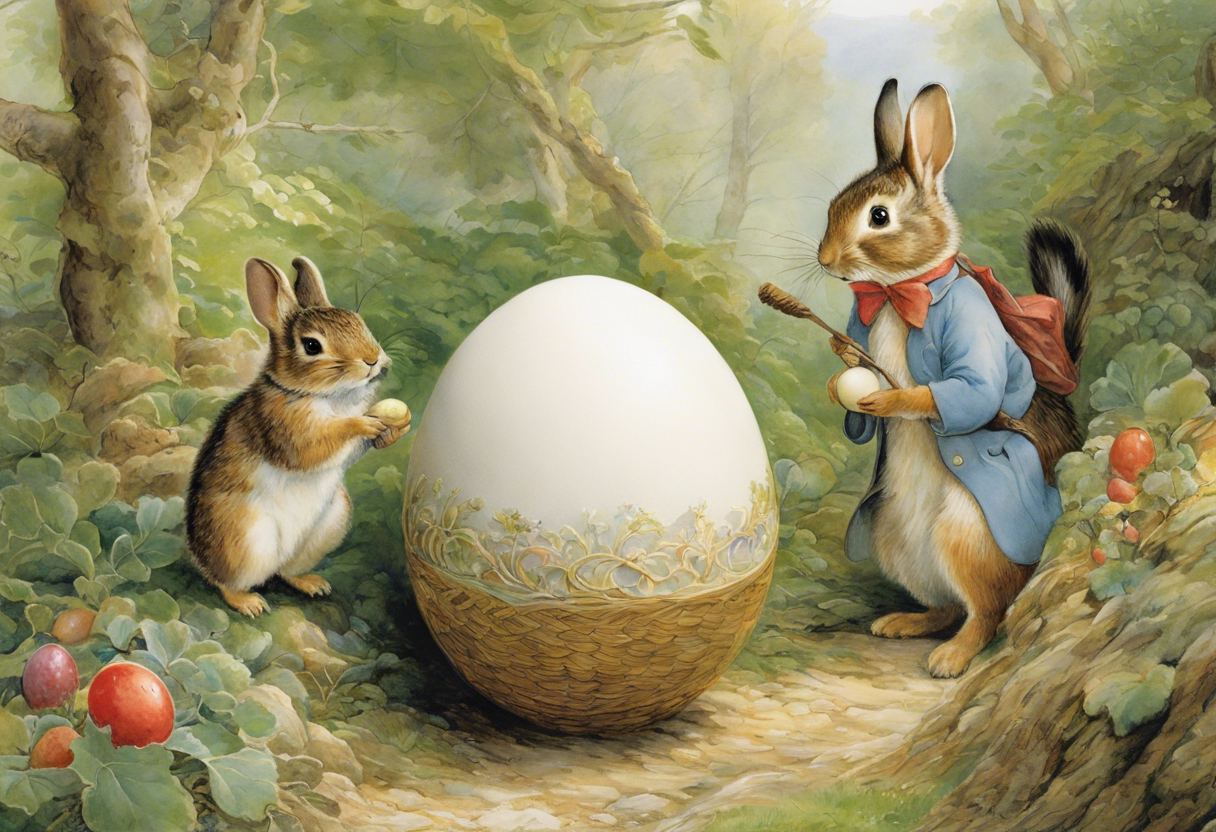 Easter print, delightful yarns, gentle Kiwi watercolours, bunnies and eggs