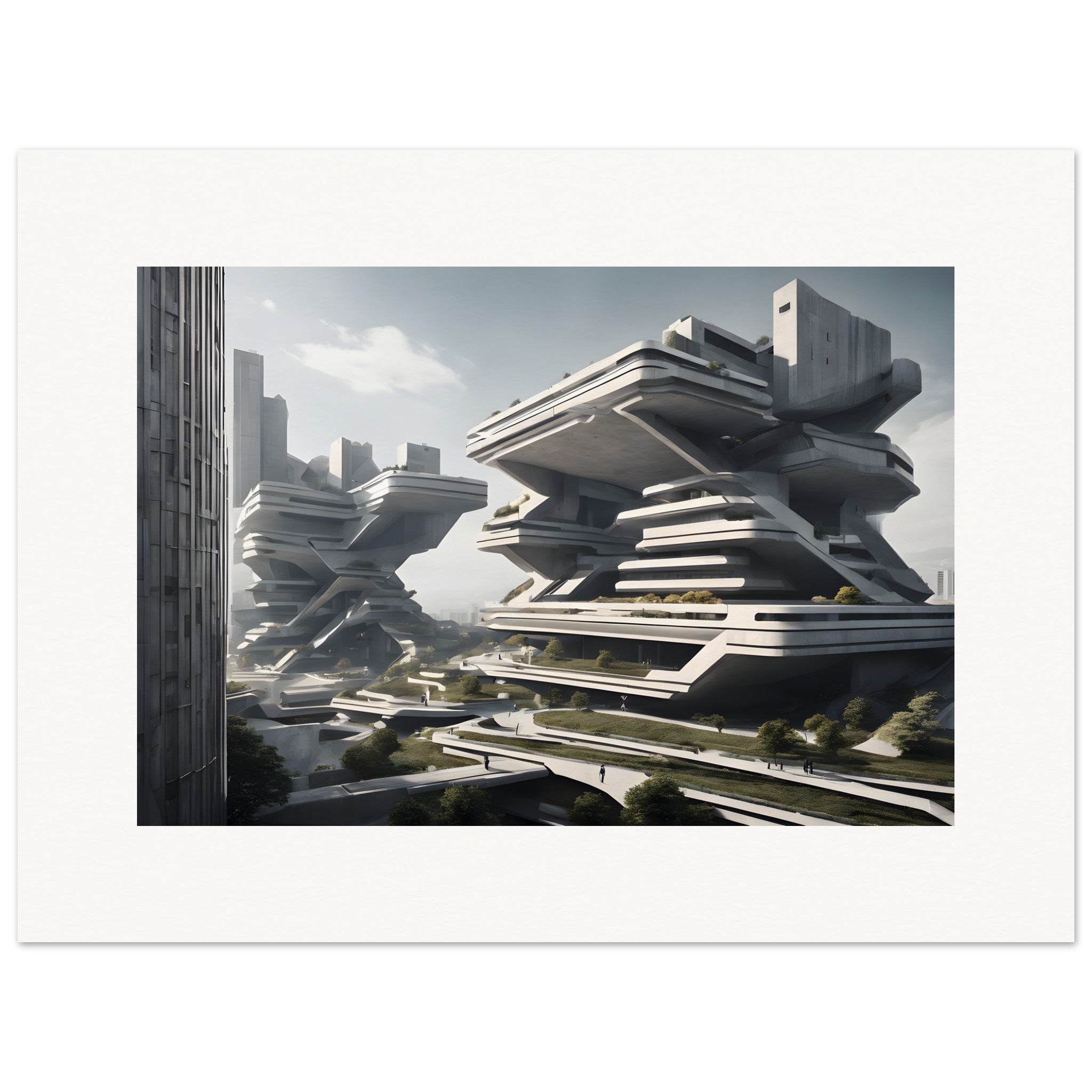 Brutalist Vibes, Futuristic Cityscape – Print