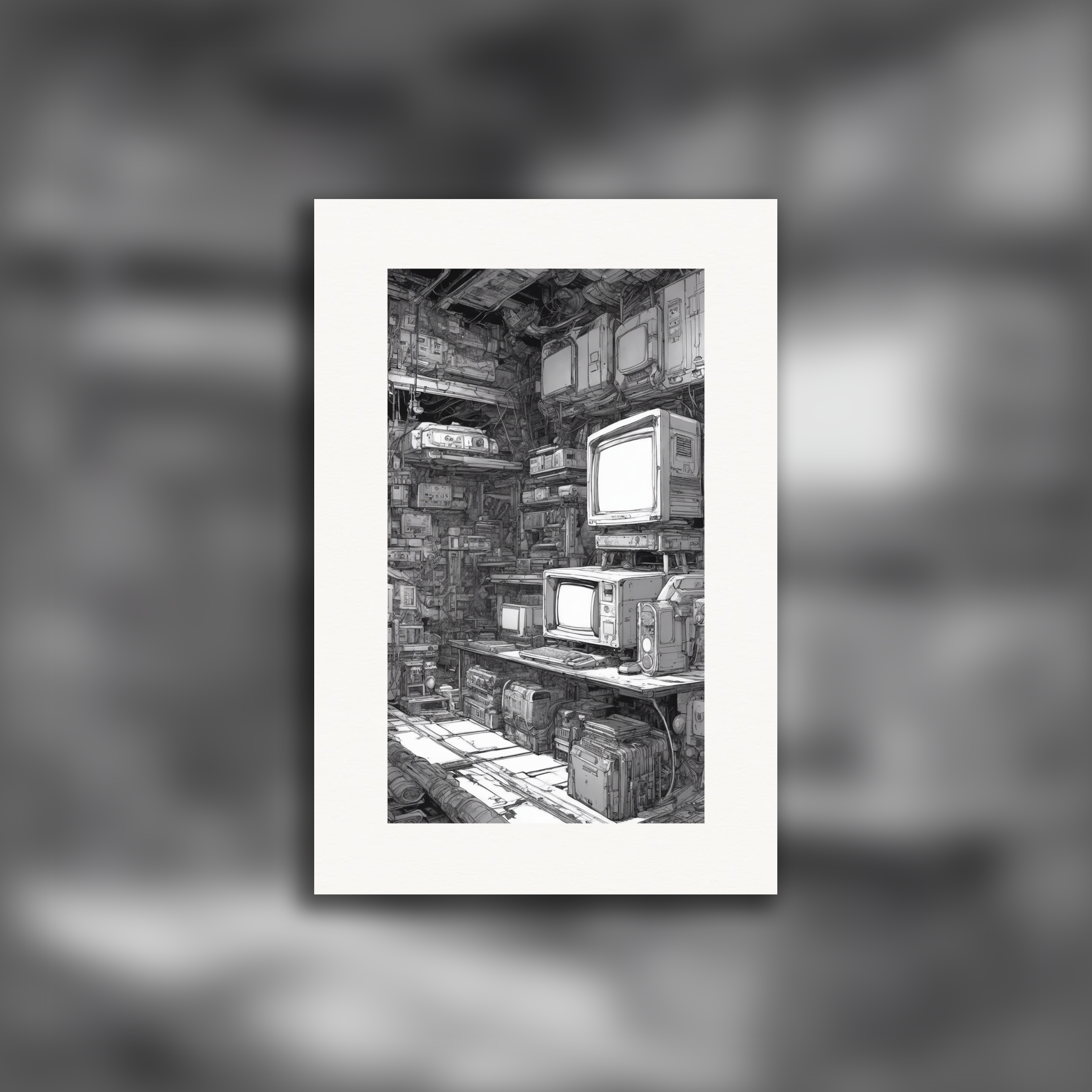Modern black cyberpunk manga, Gaming console – Poster