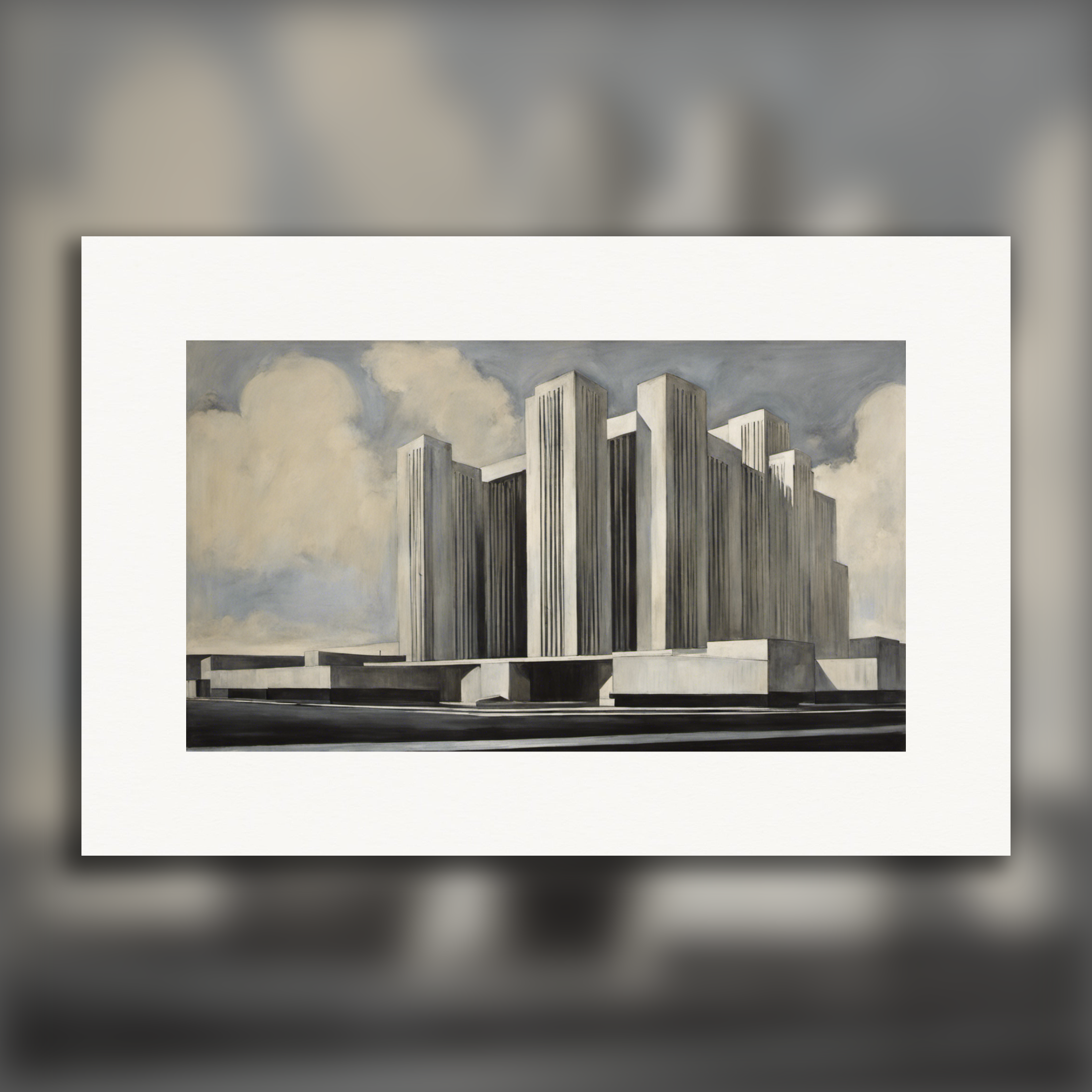 Early 20th-century American androgynous expressionist portraits paired with stark brutalist architecture – Poster