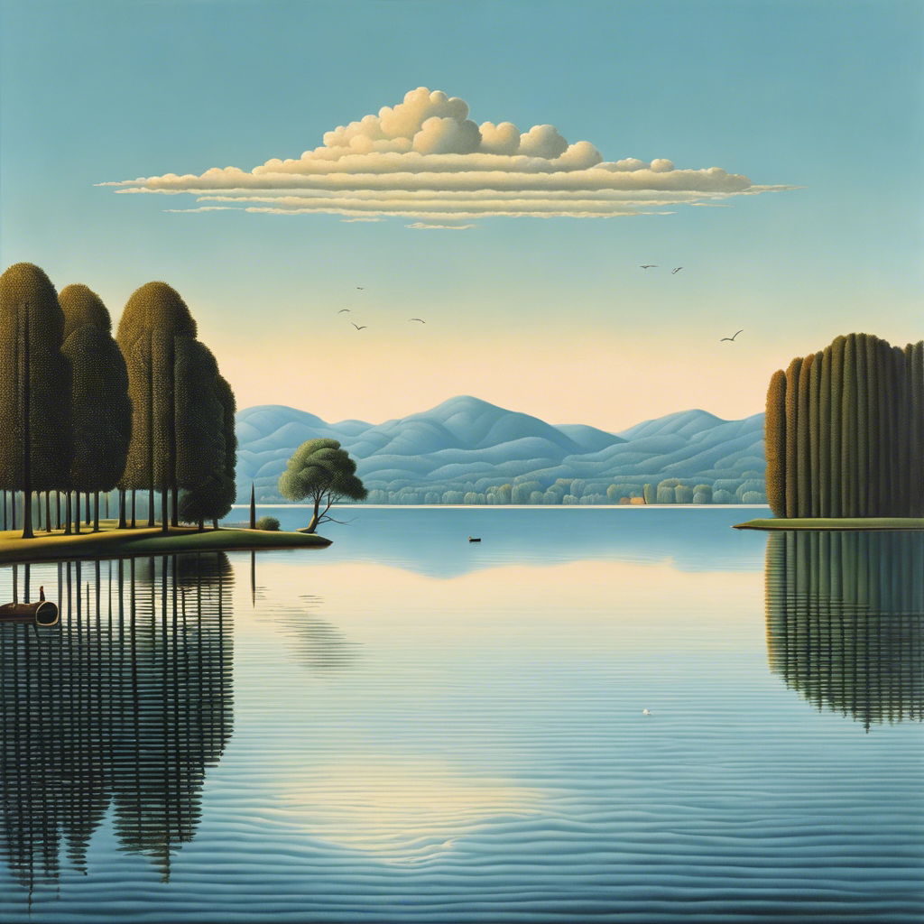 Belgian Surrealism, Reflections on the Lake - Print