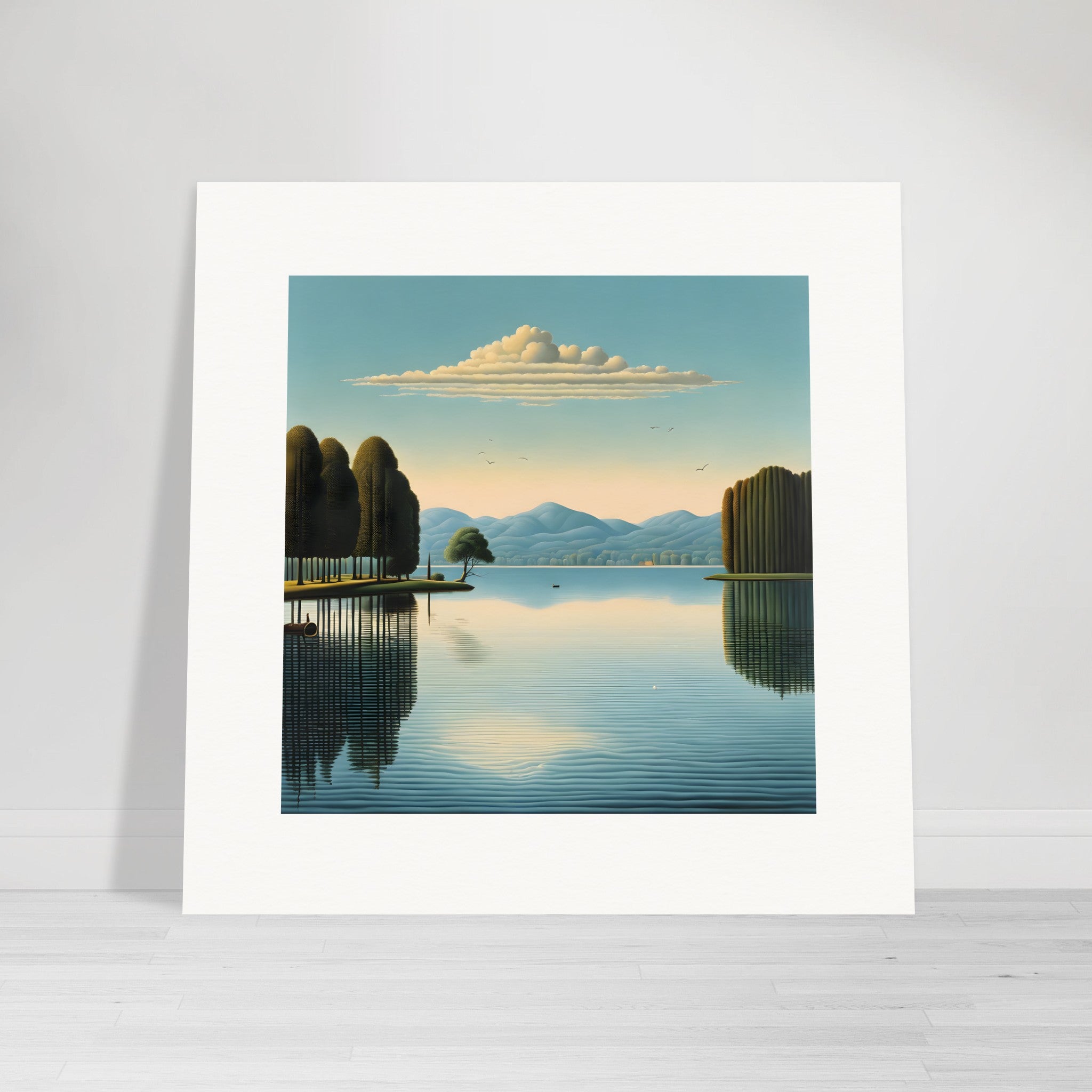 Belgian Surrealism, Reflections on the Lake - Print