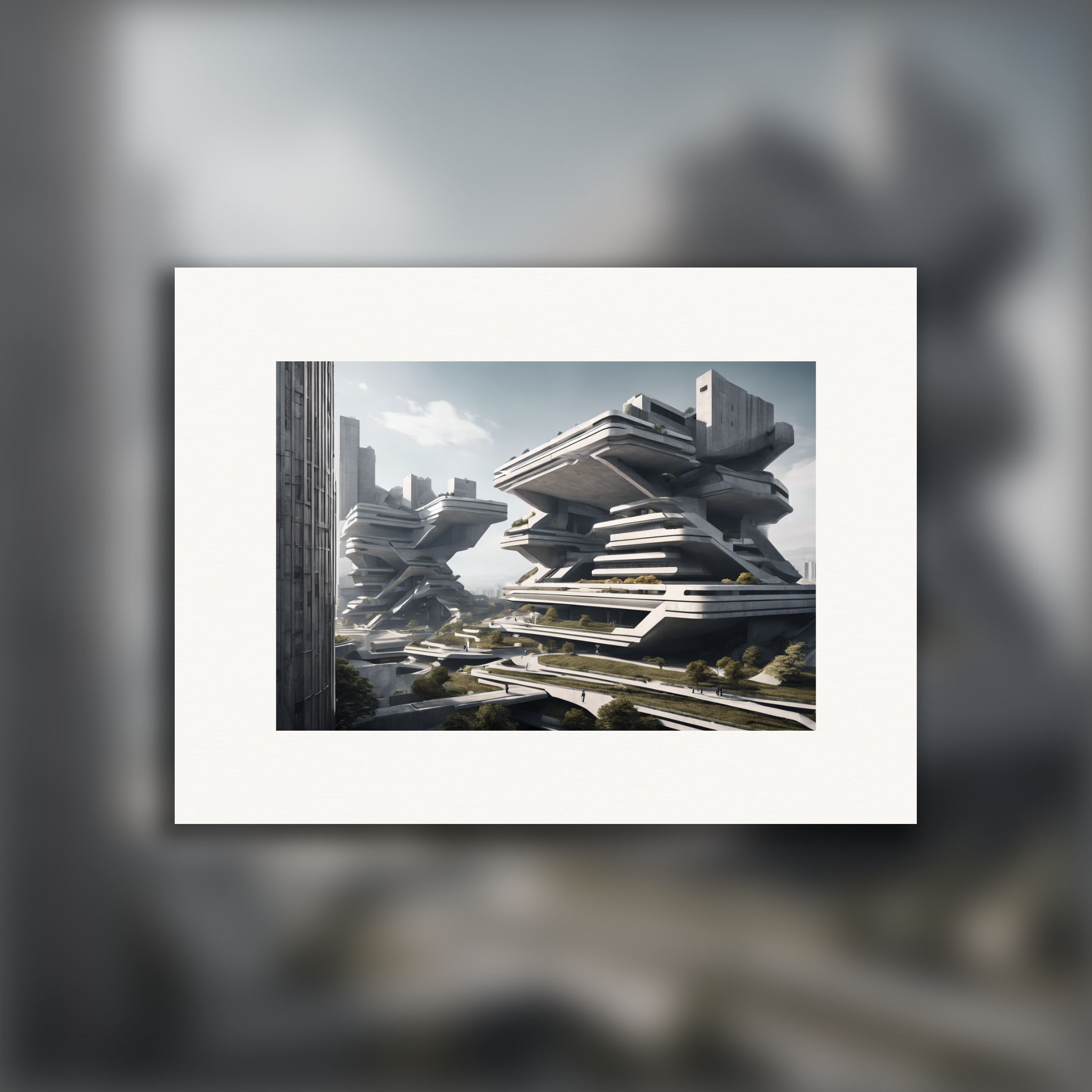 Brutalist Vibes, Futuristic Cityscape – Print