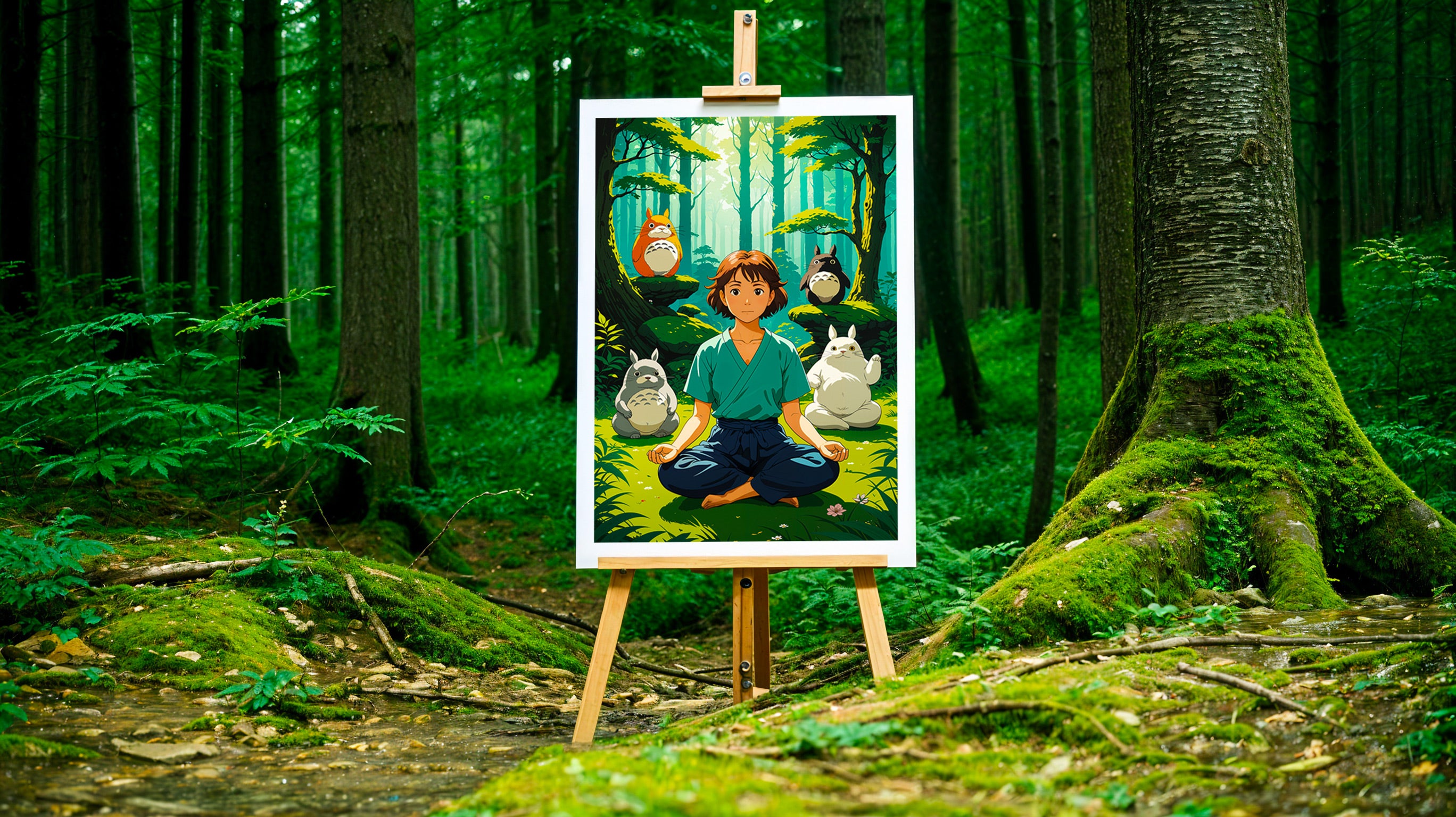 Studio Ghibli Print, Totoro Chilling Out and Meditating