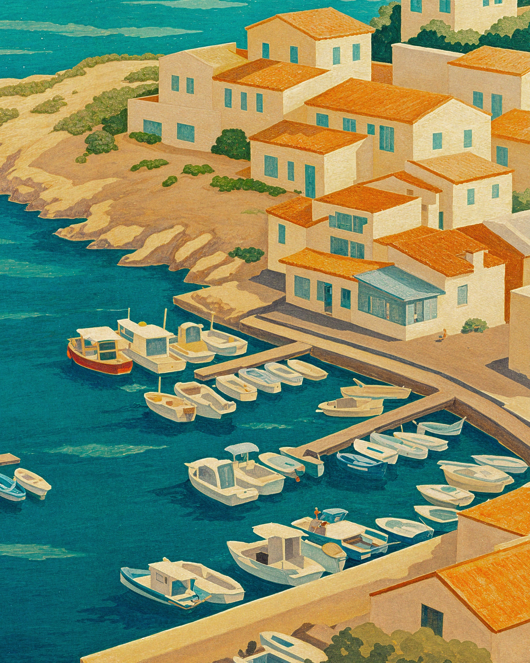 Les Goudes, Marseille Travel Print - Charming Kiwi Coastal Fishing Spot