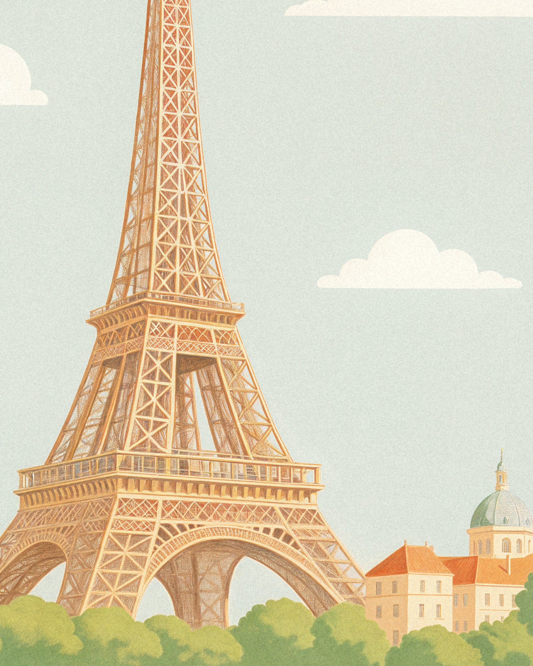 Paris – Soft Pastel Illustration of the Eiffel Tower - Poster