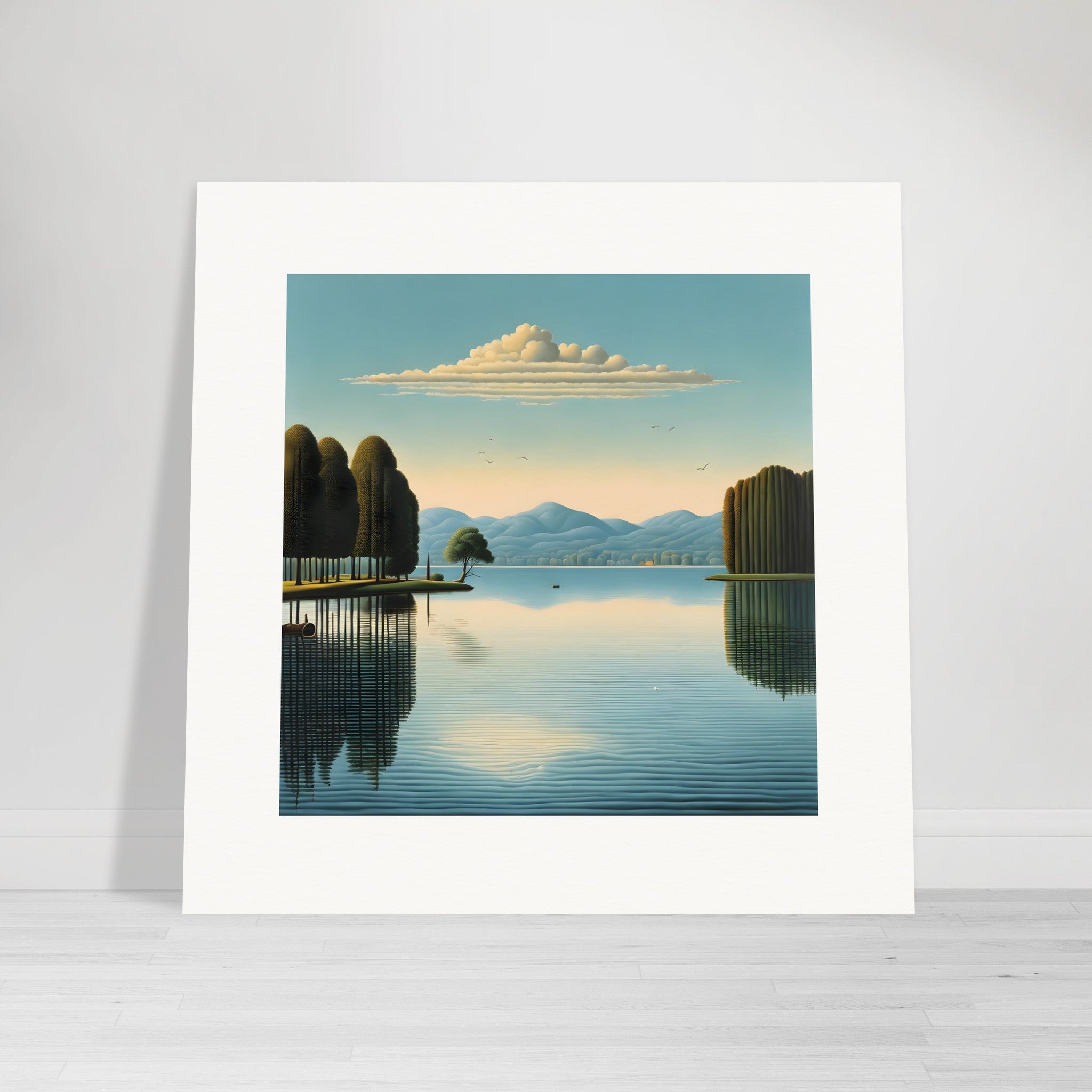 Belgian Surrealism, Reflections on the Lake - Print