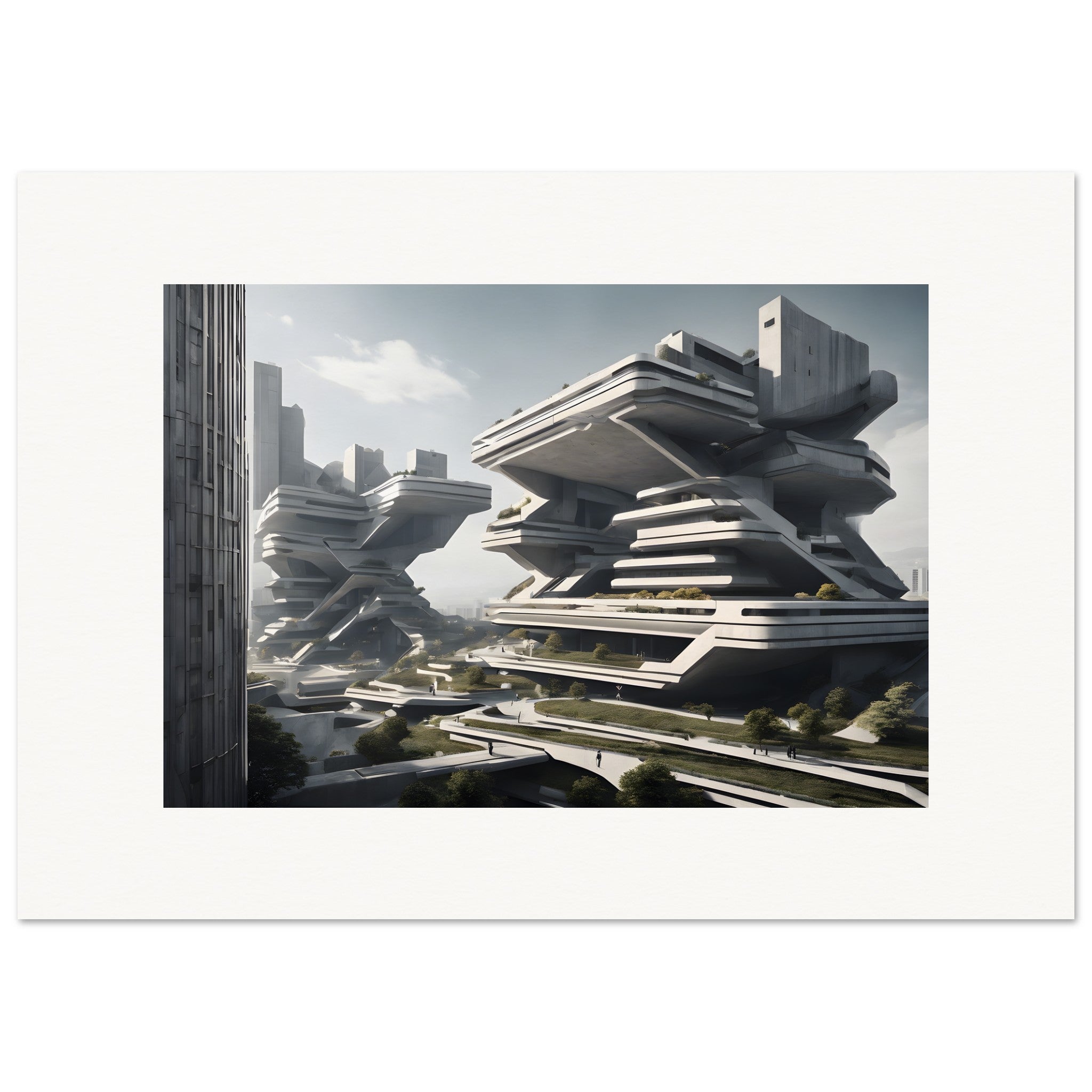 Brutalist Vibes, Futuristic Cityscape – Print