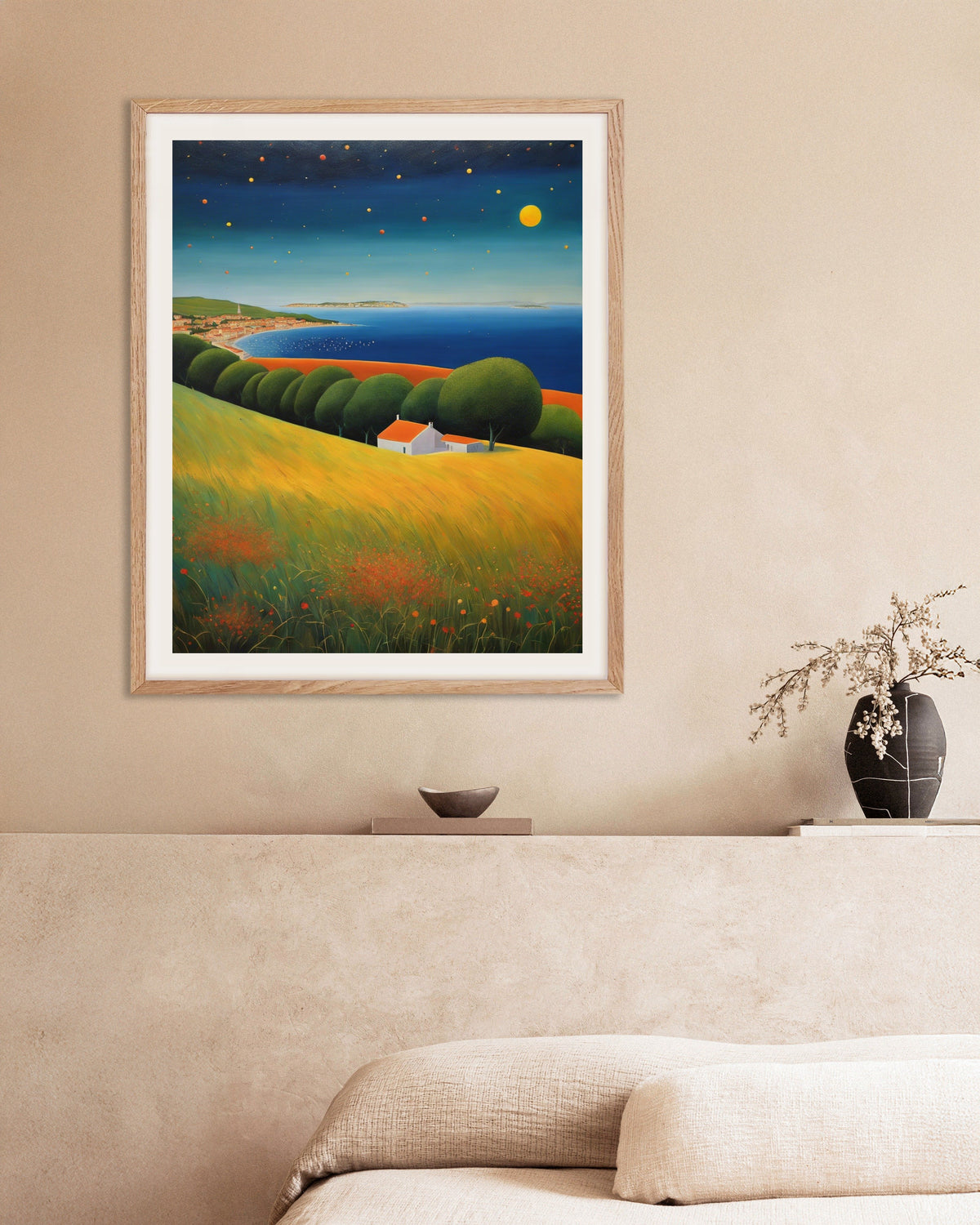 Poster of Abstract expressionism, the coast - Poster, with natural wooden frame