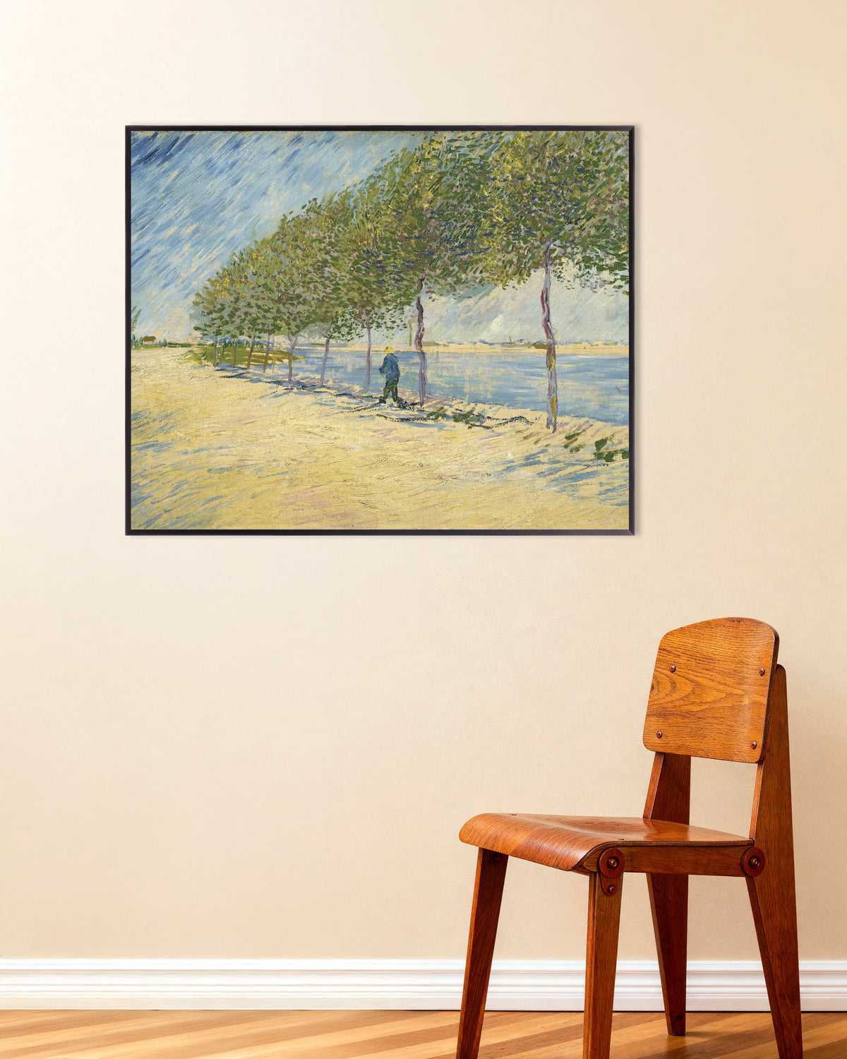 Poster of Along the Seine (1887) by Vincent van Gogh, with metal frame