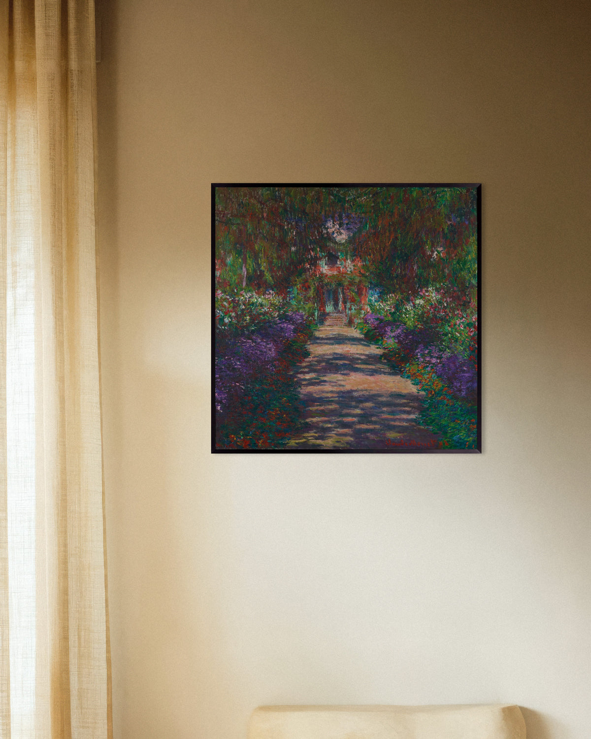Poster of An Avenue in Monet's Garden at Giverny (1902) by Claude Monet, with metal frame