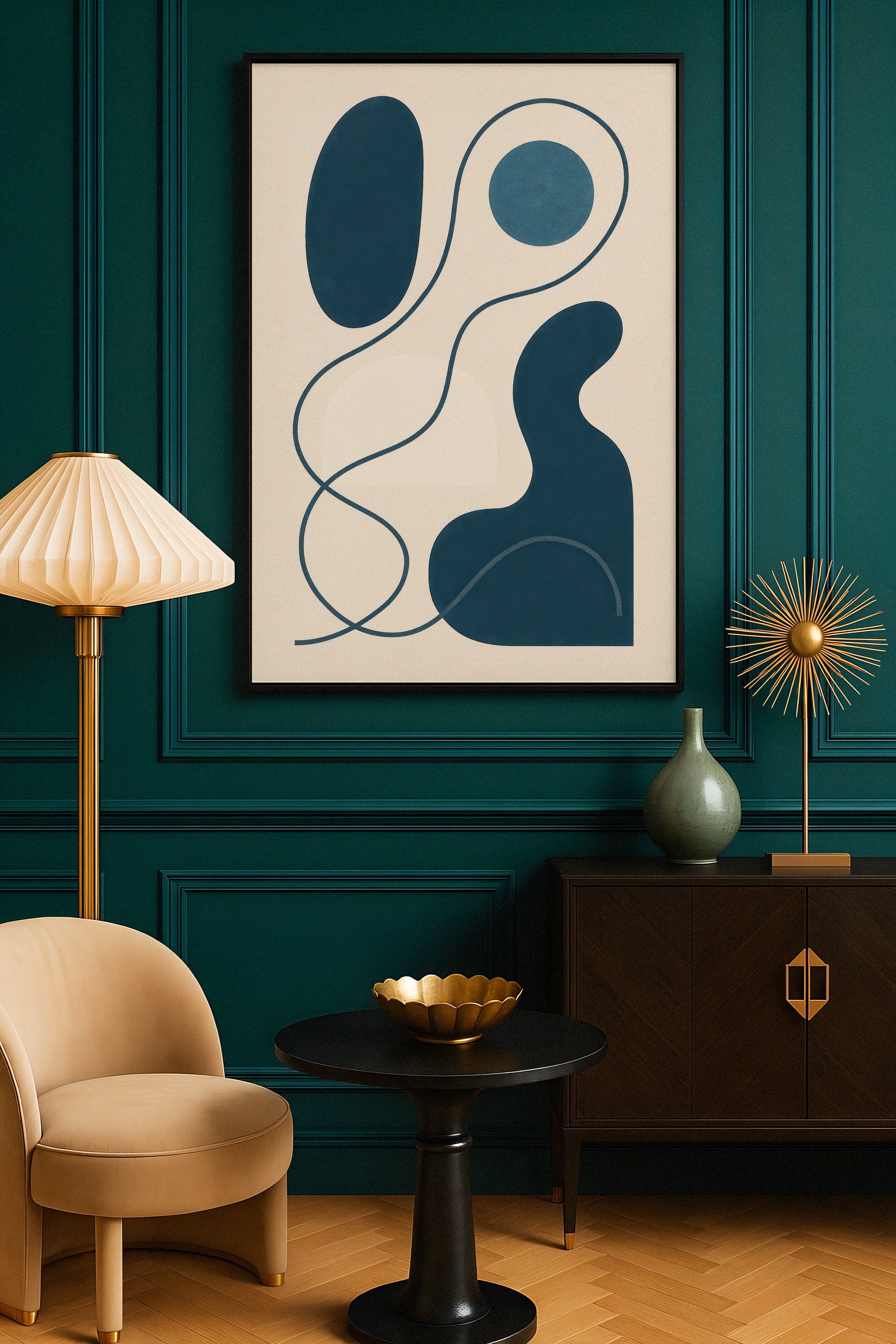 Inflections 01 – contemporary abstract line artwork in blue print