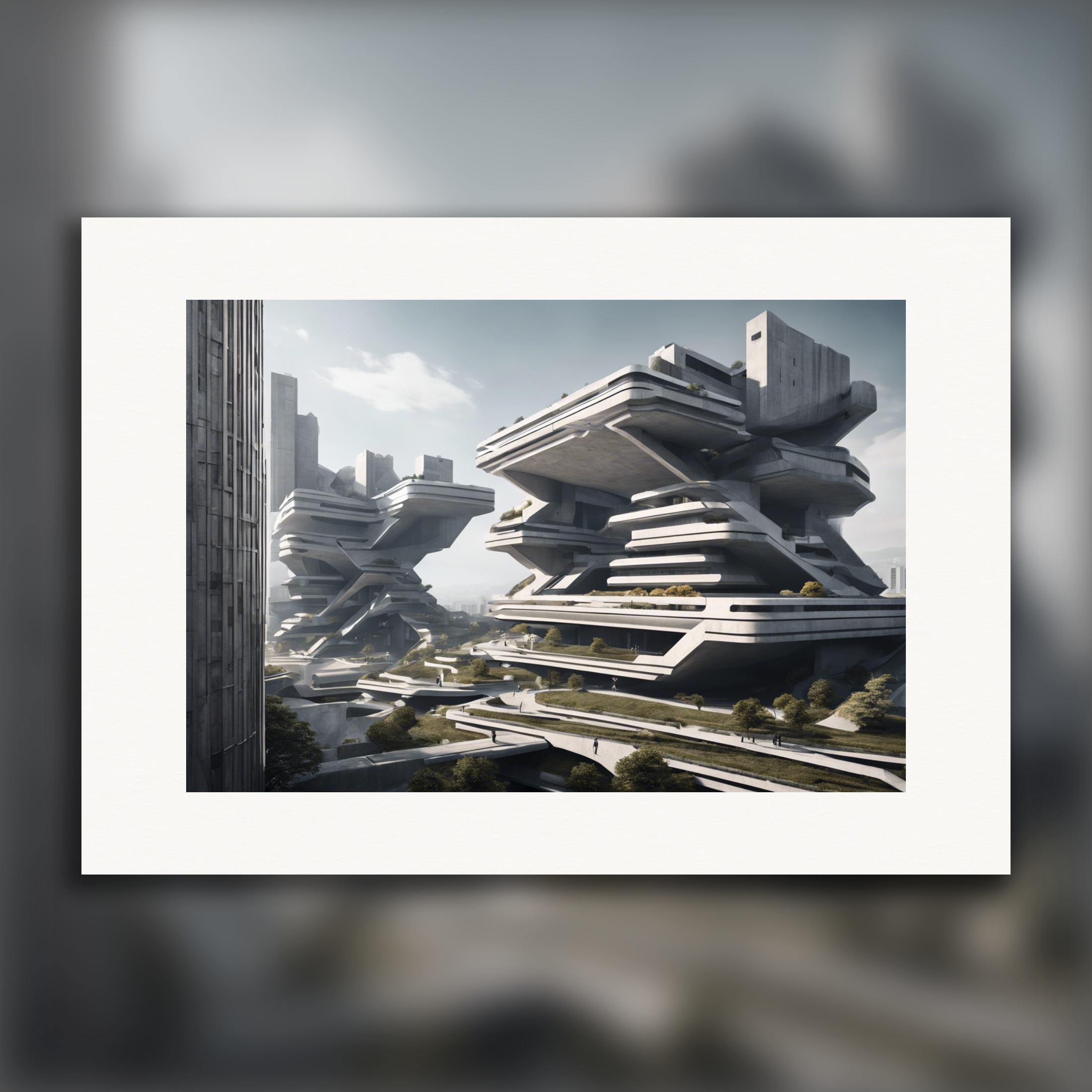 Brutalist Vibes, Futuristic Cityscape – Print