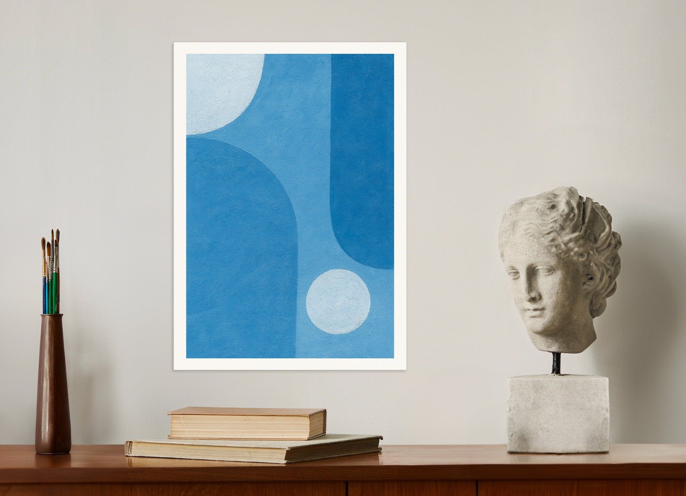 Poster of Blue Atmosphere – abstract blue shapes poster