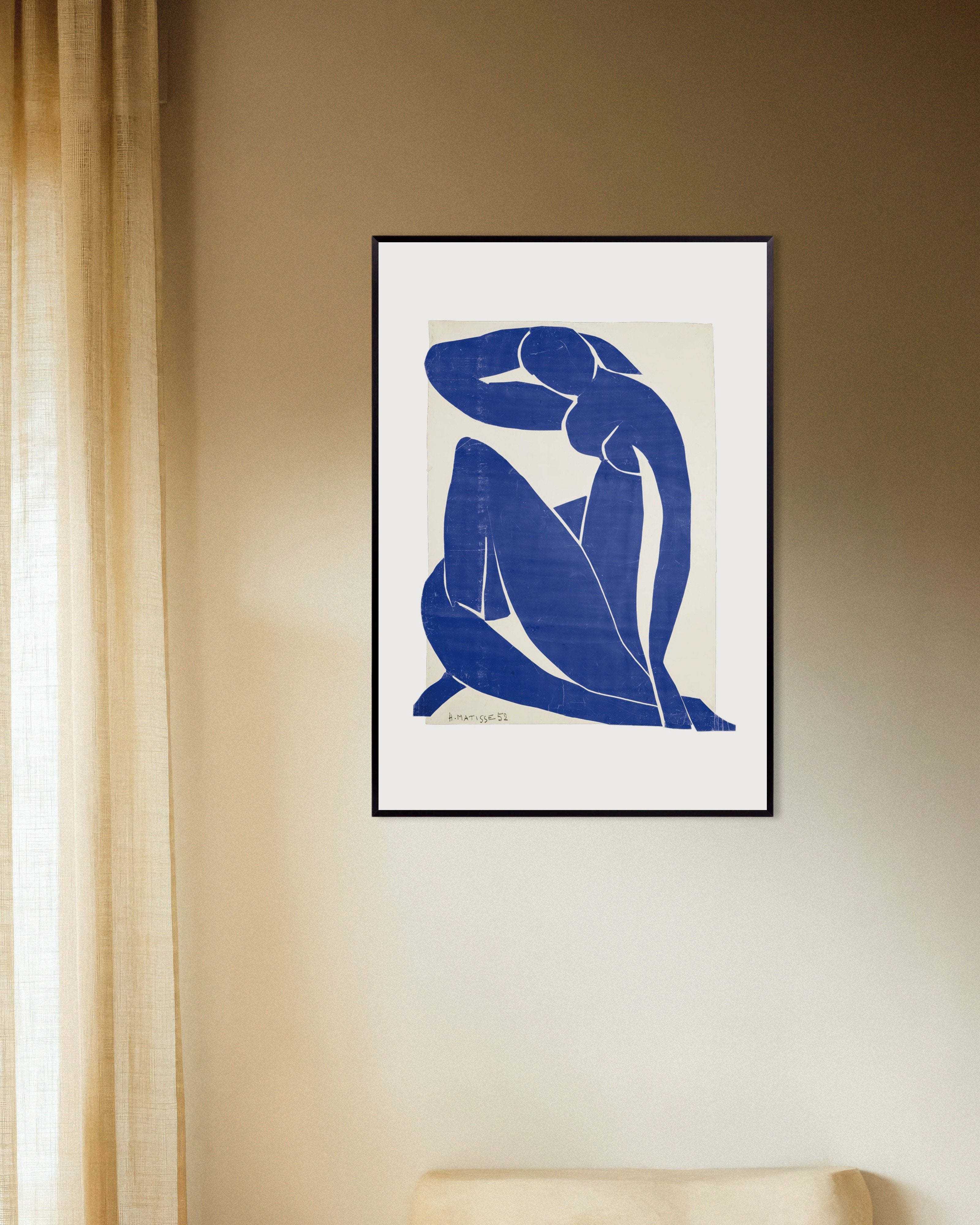 Poster of Blue Nude II (1952) by Henri Matisse - Poster, with metal frame