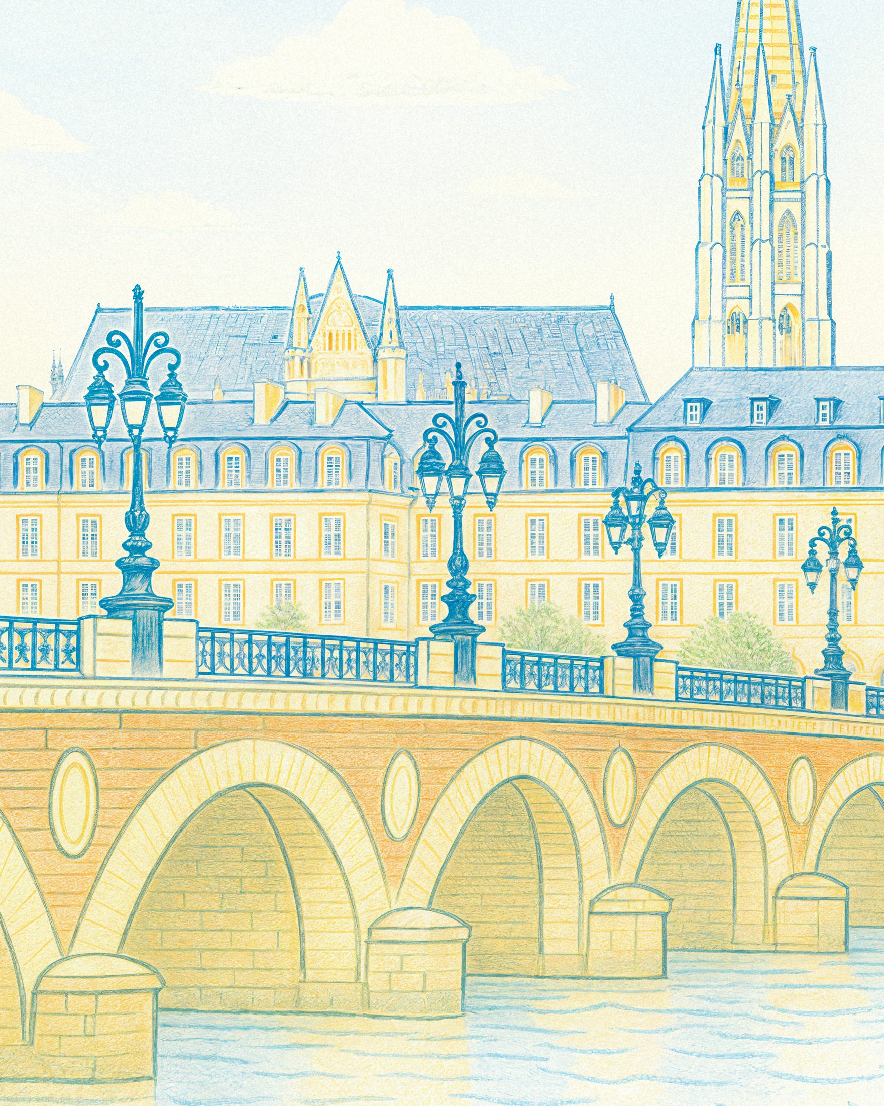 Bordeaux Poster – Hand-Drawn Cityscape Art Print