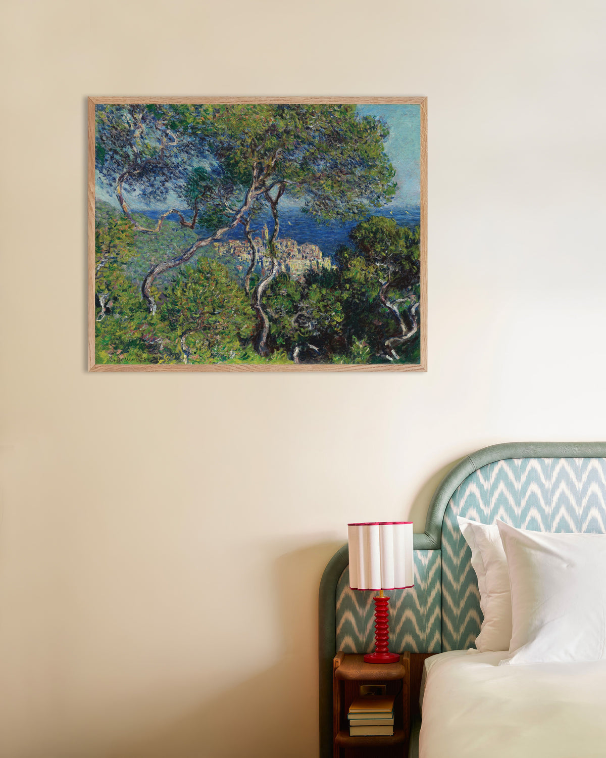Poster of Bordighera (1884) by Claude Monet, with natural wooden frame