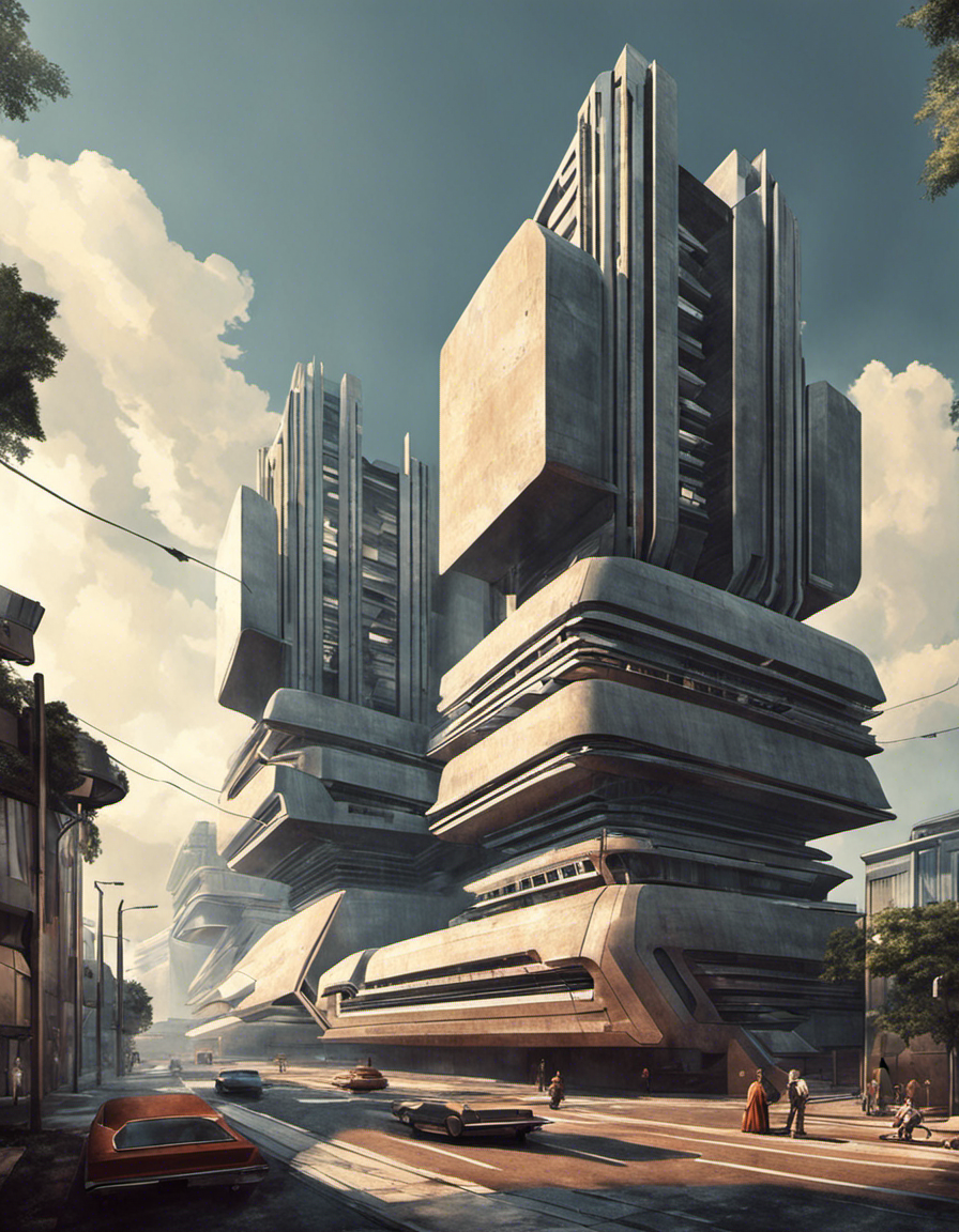 Retro-futuristic vibes with brutalist architecture – Poster print