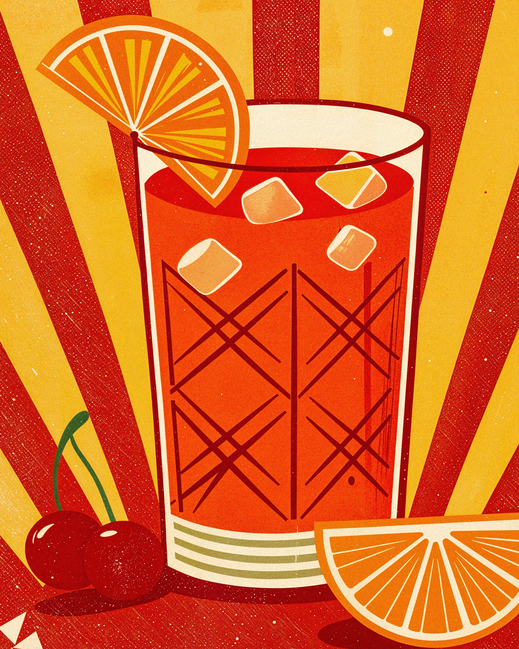 Campari Cocktail Poster - Retro Italian Aperitif