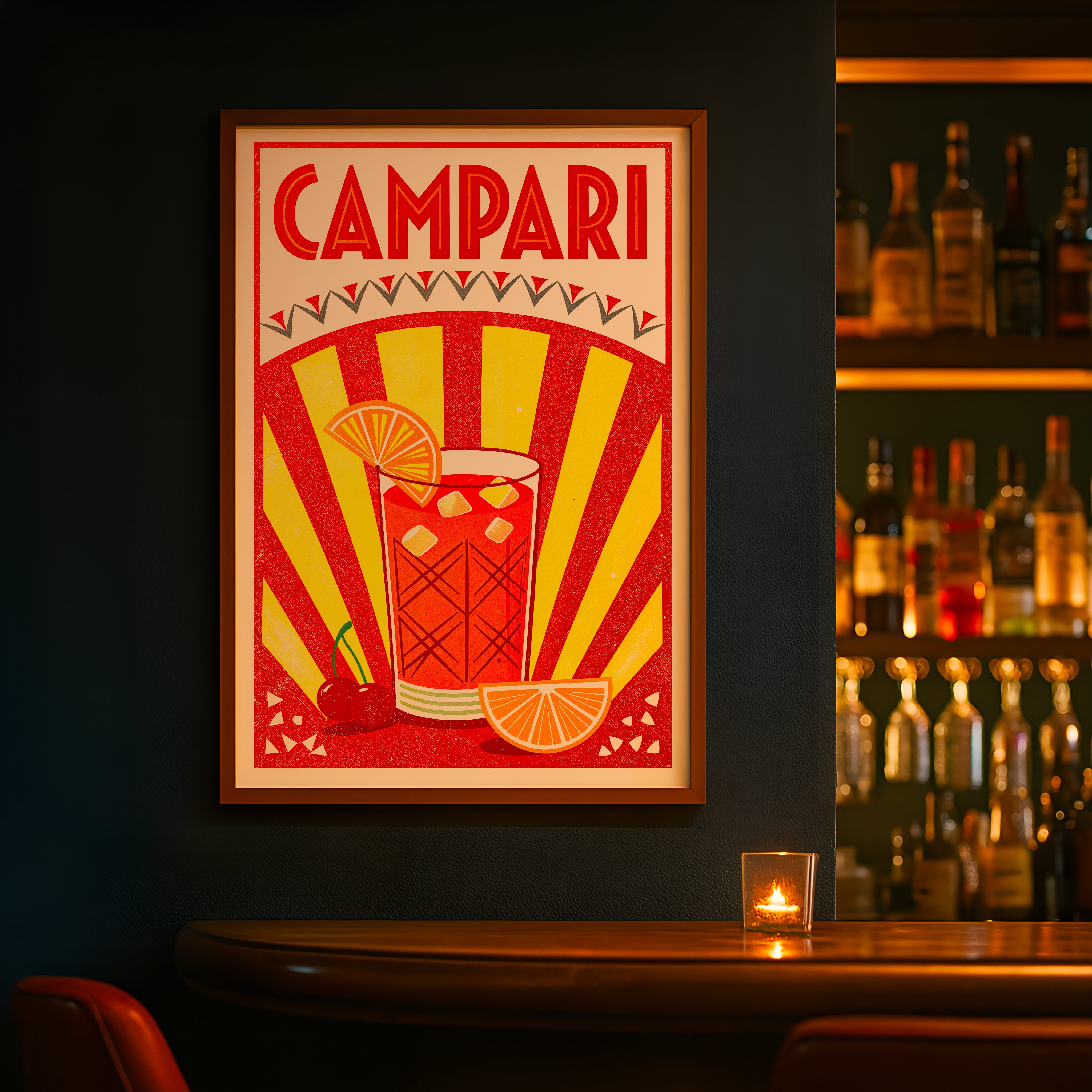 Campari Cocktail Poster - Retro Italian Aperitif