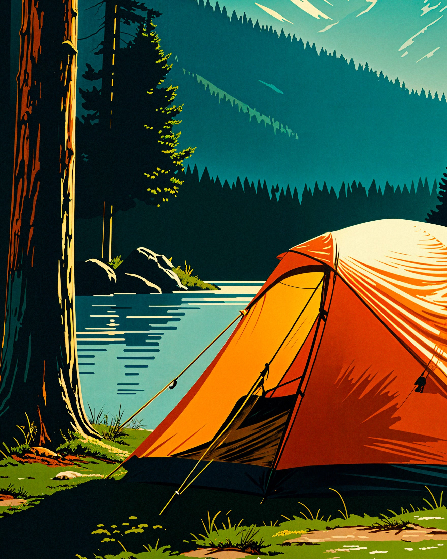 Nature, camping and mountains - Poster