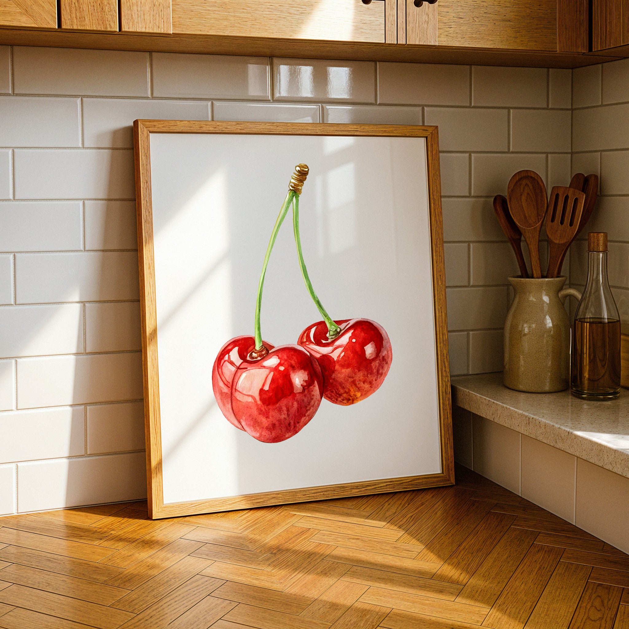 Watercolour Cherry Artwork Print – Fruity Wall Art Poster