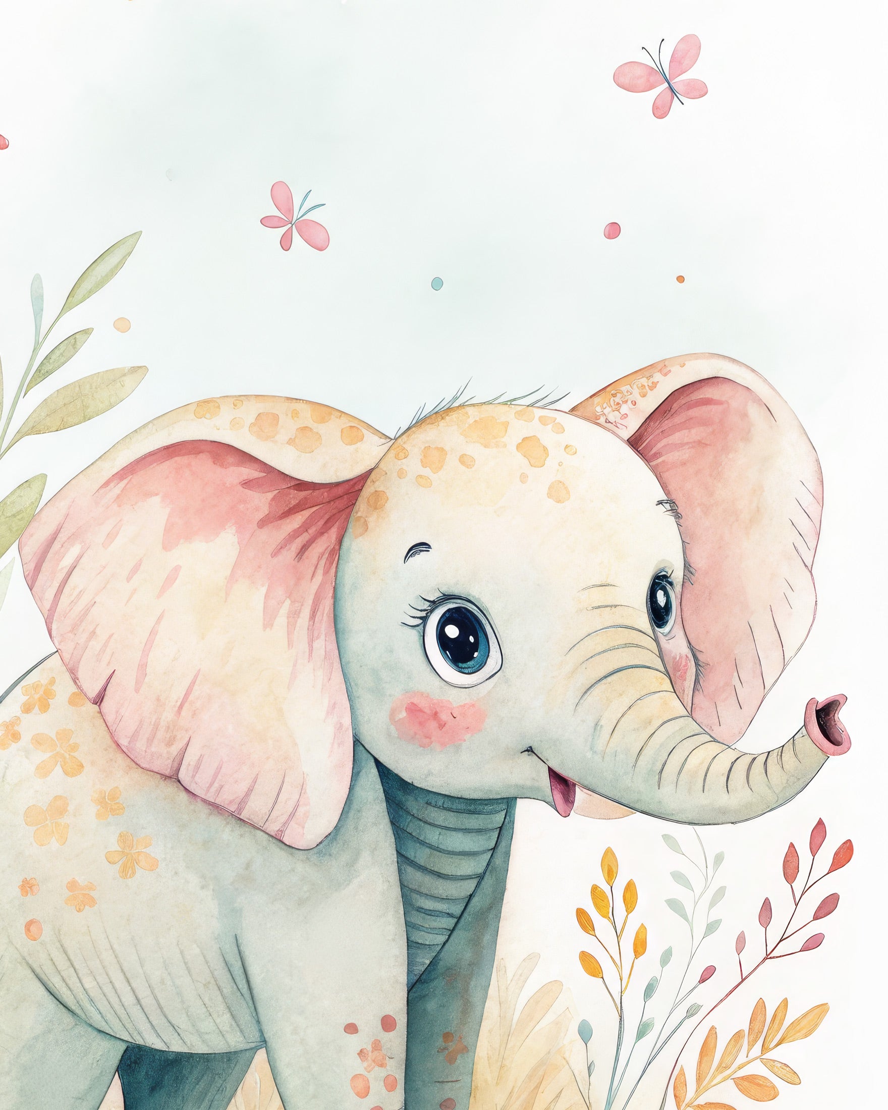 Baby Elephant Print – Nursery Wall Décor for Kiwi Kids
