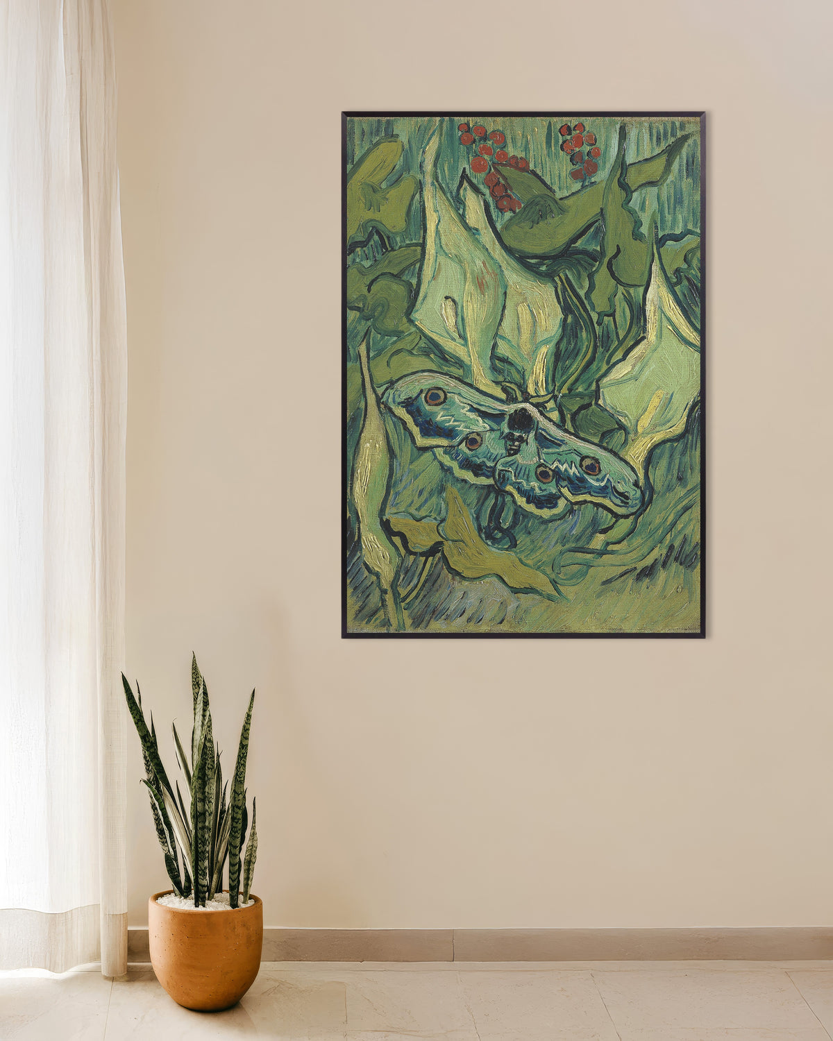Poster of Emperor Moth (1889) by Vincent van Gogh, with metal frame