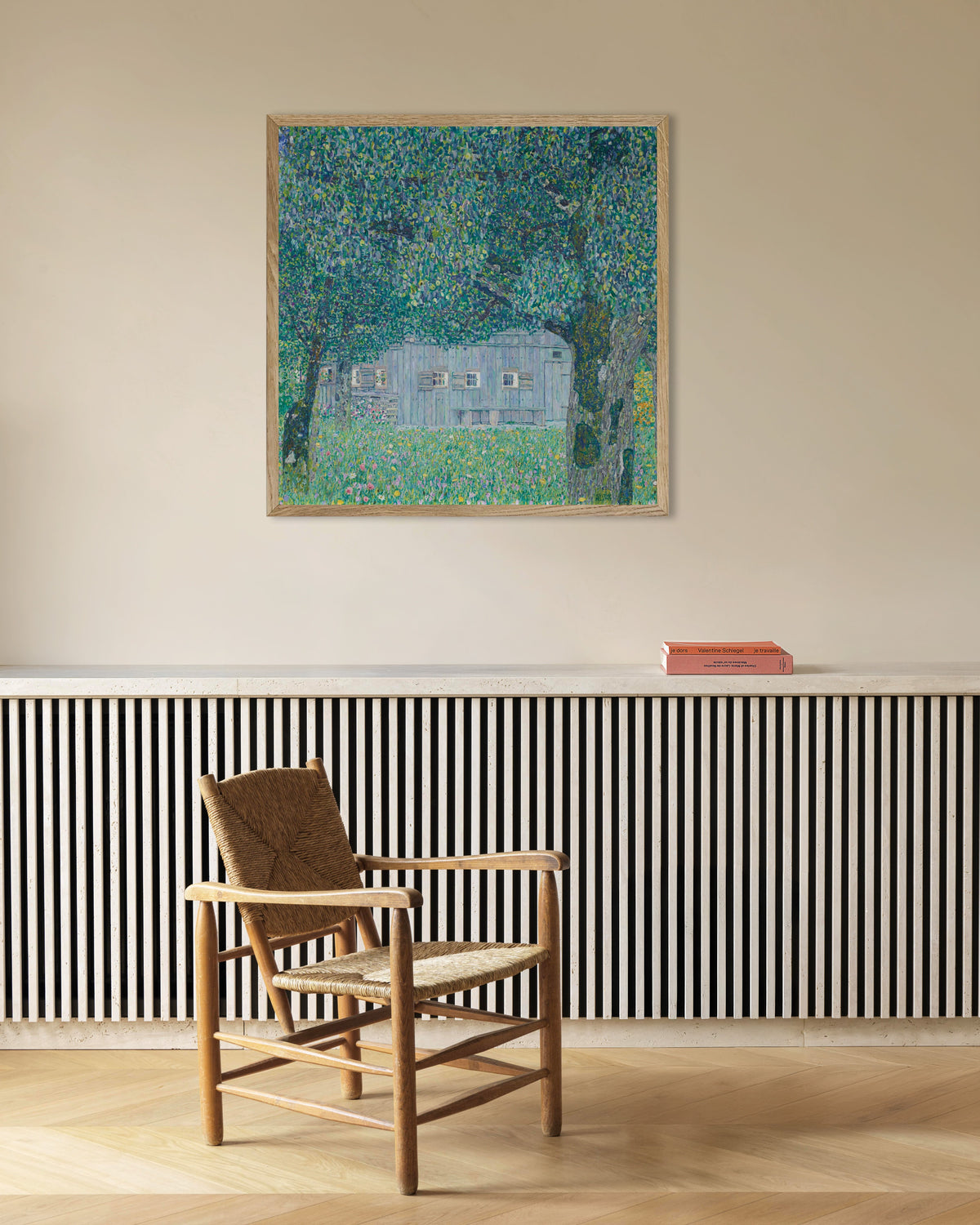 Poster of Farmhouse in Buchberg (1911) by Gustav Klimt, with natural wooden frame