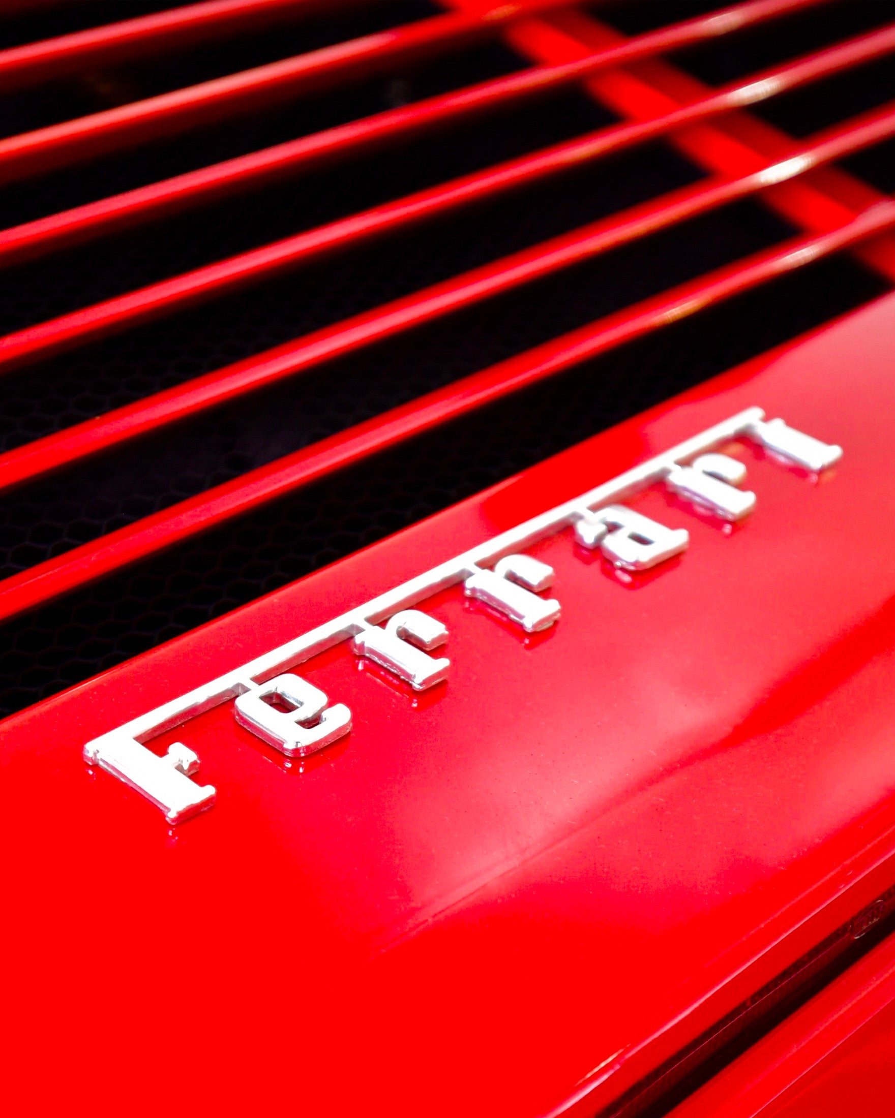 Ferrari Print, zoomed-in on the badge