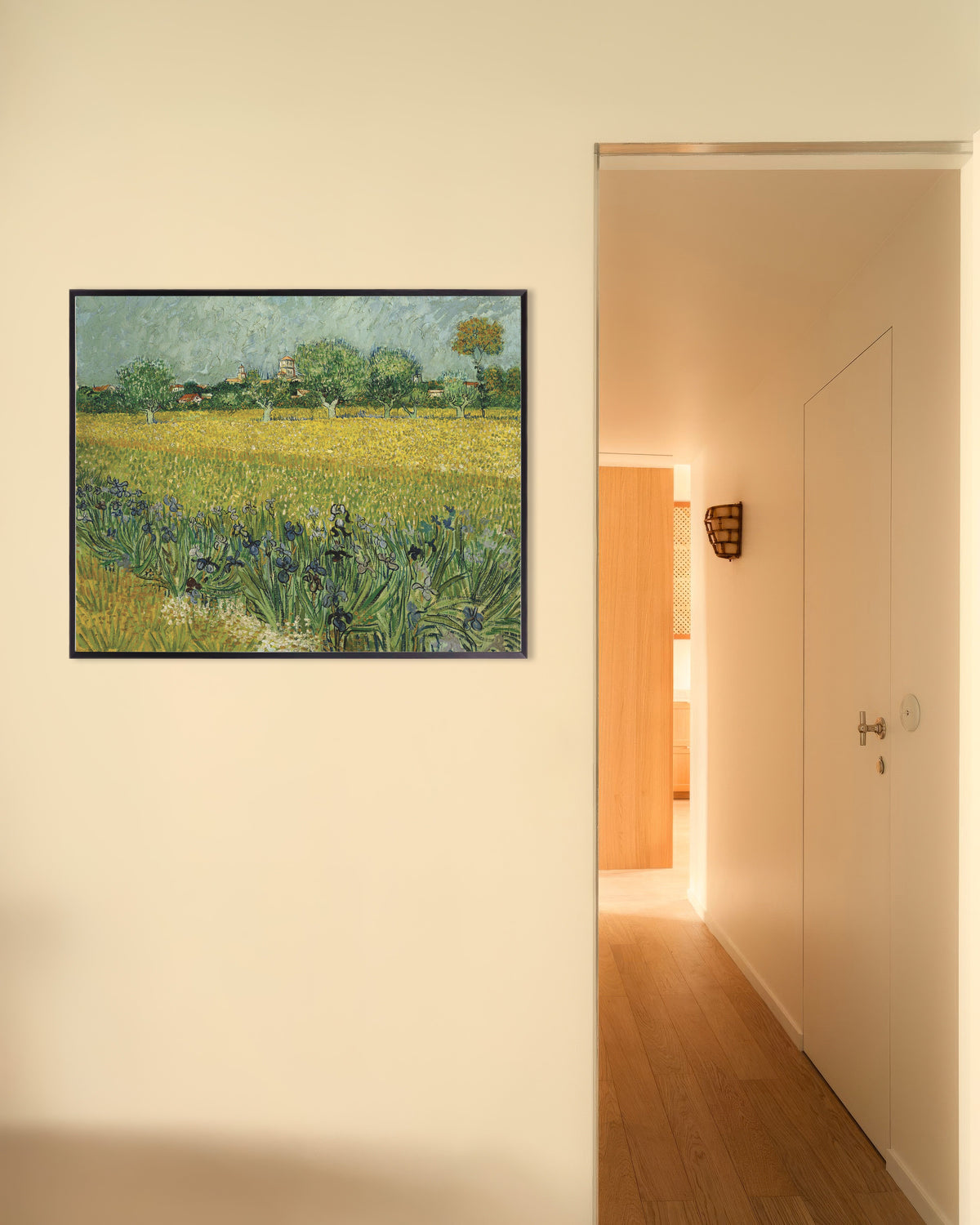 Poster of Field with Irises near Arles (1888) by Vincent van Gogh, with metal frame