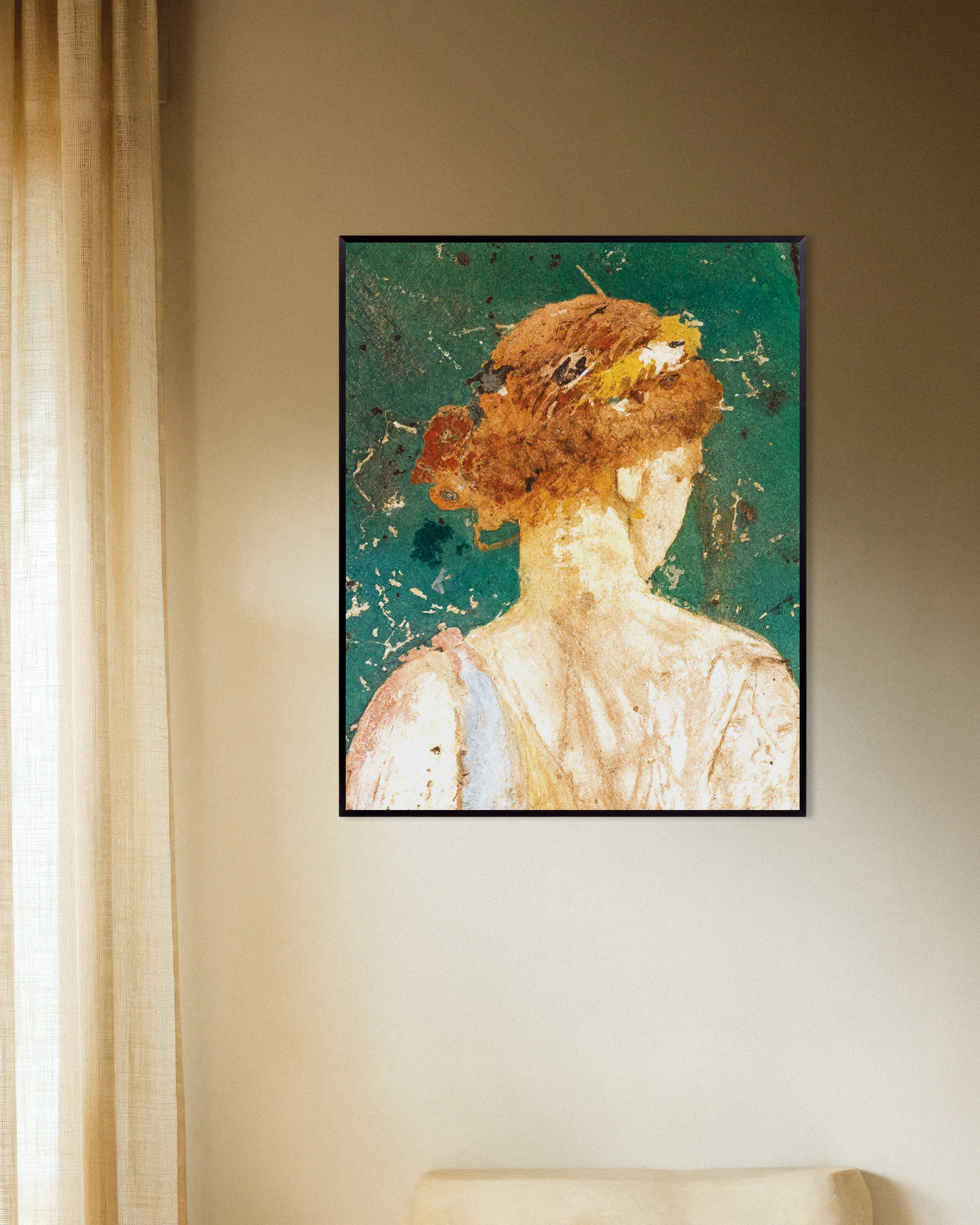 Poster of Flora of Stabiae, Primavera Fresco Detail, with metal frame