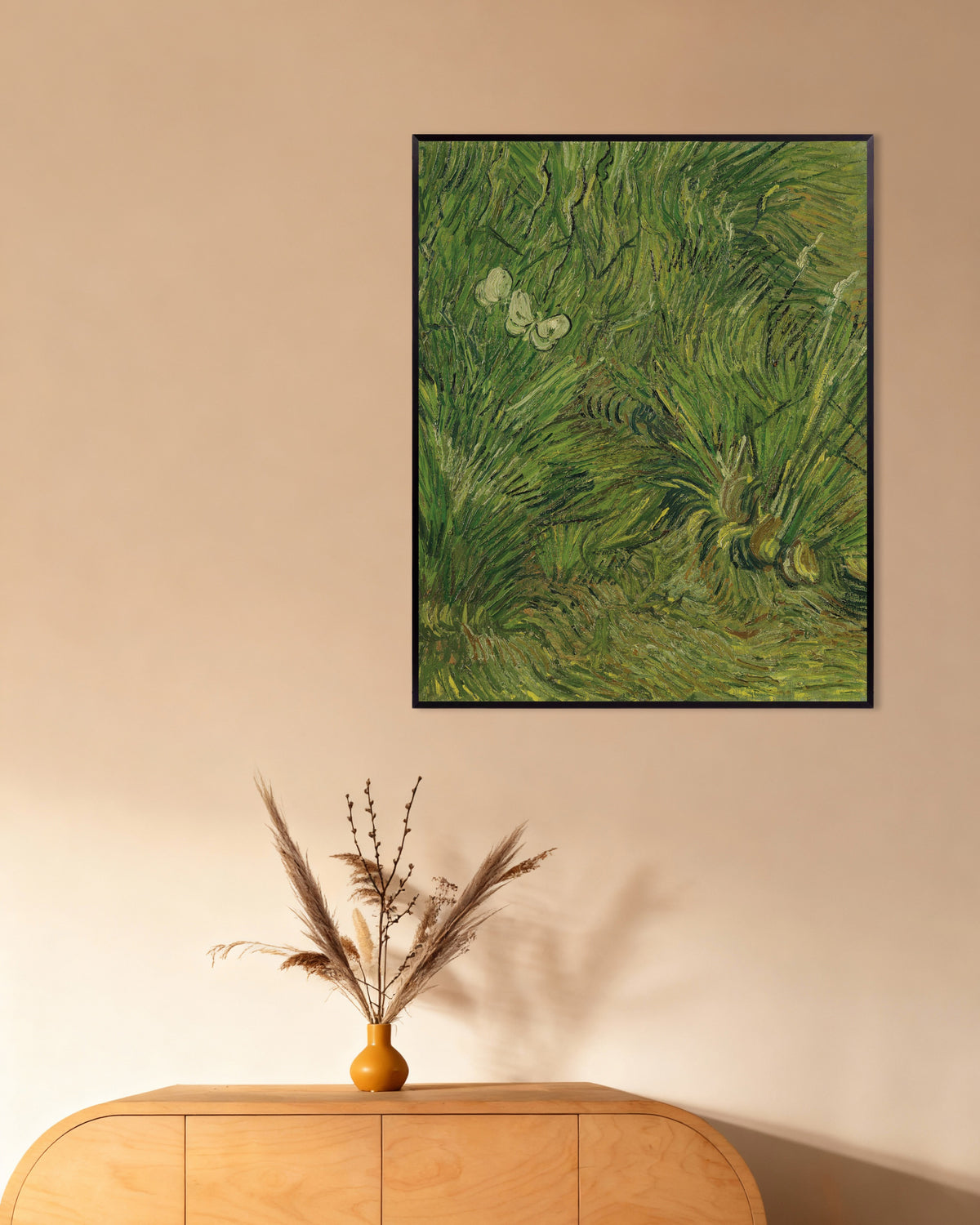 Poster of Garden with Butterflies (1889) by Vincent van Gogh, with metal frame