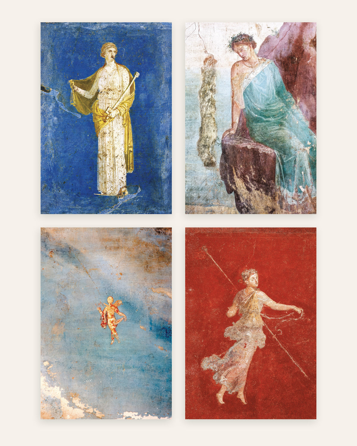 Greek Myth Fresco Prints Set of 4 – Medea, Icarus, Psyche & Maenad, prints without frame