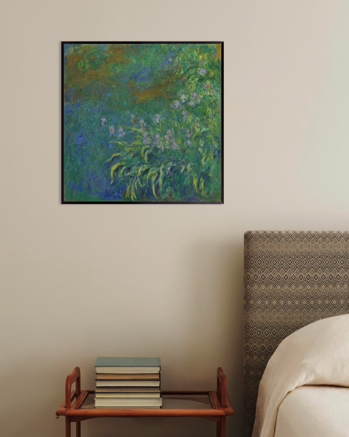 Poster of Irises (1914–1917) by Claude Monet, with metal frame