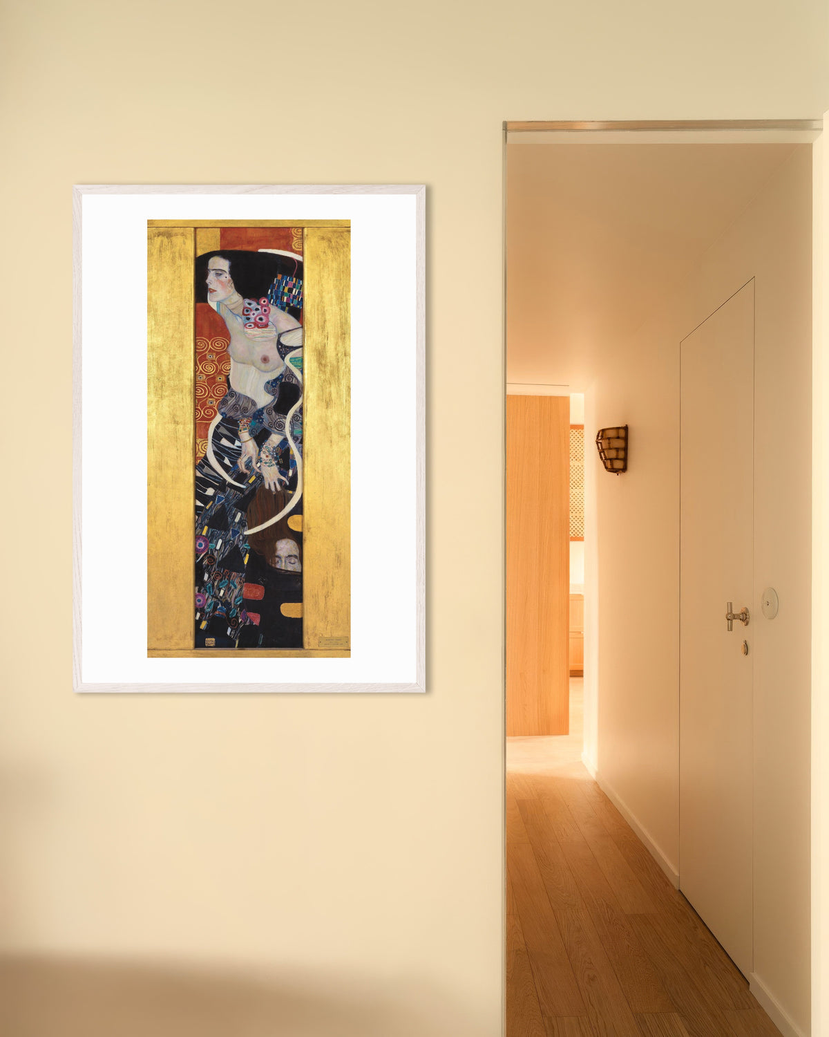 Poster of Judith II (1909) by Gustav Klimt, with white wooden frame