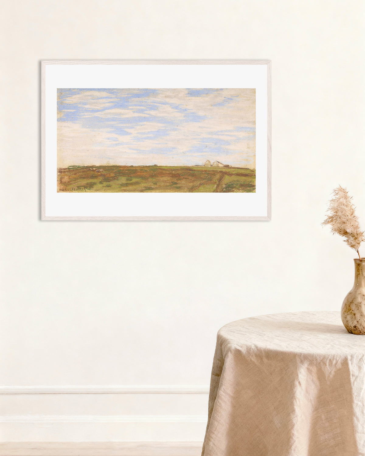 Poster of Landscape (1864–1866) by Claude Monet, with white wooden frame