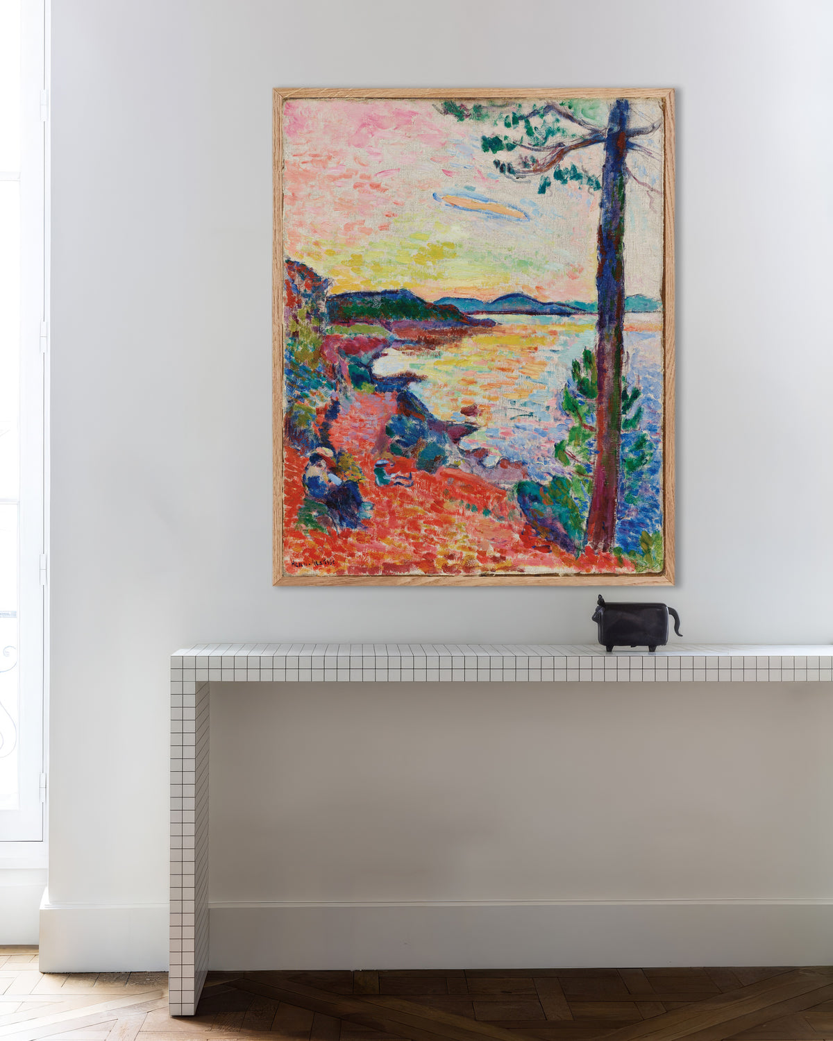 Poster of Le Goûter, The Gulf of Saint-Tropez (1904) by Henri Matisse, with natural wooden frame
