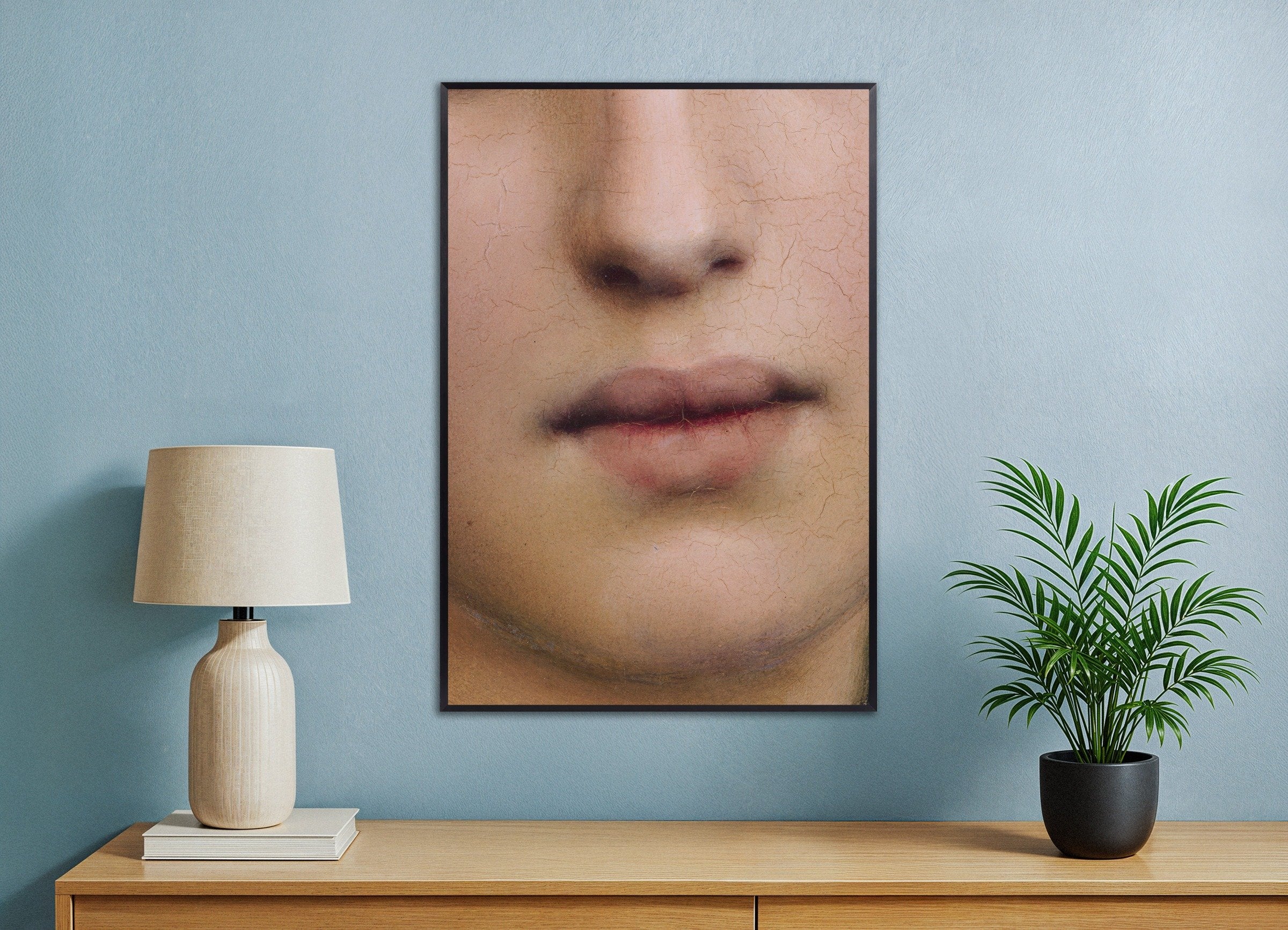 Poster of Louis Janmot "Fleur des Champs" Lips Detail - Fine Art Print, with metal frame