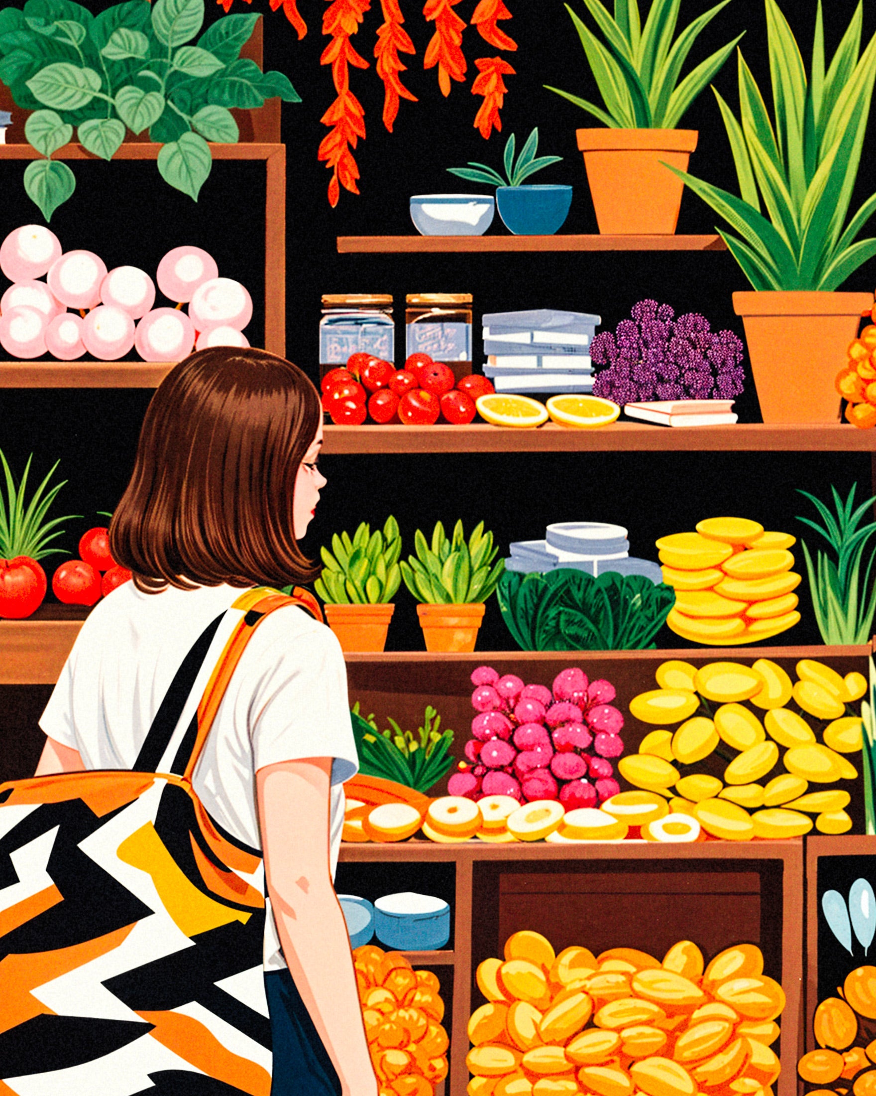 Groceries, kai, vege and blooms – Poster