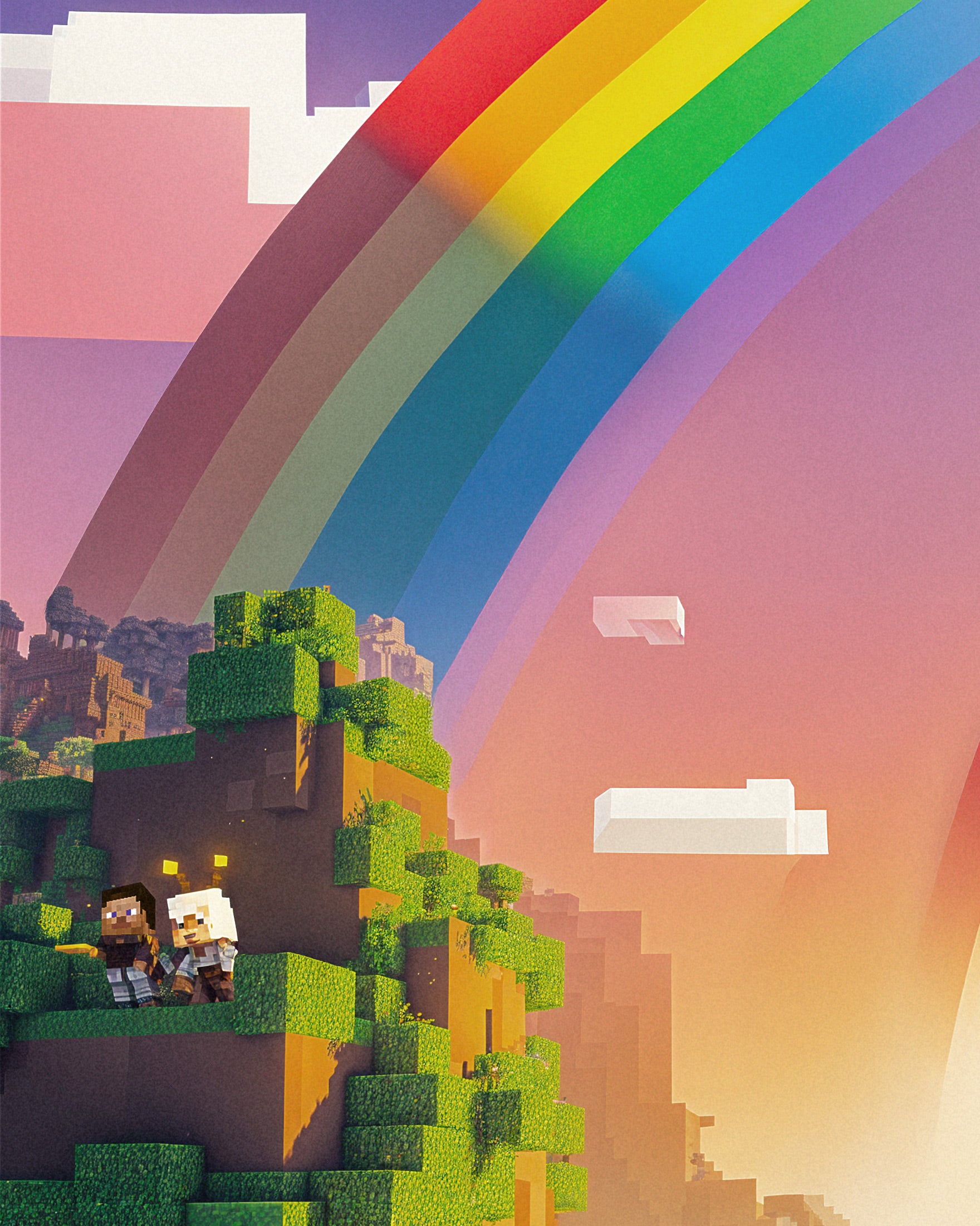 Minecraft Rainbow Valley - Gaming Print