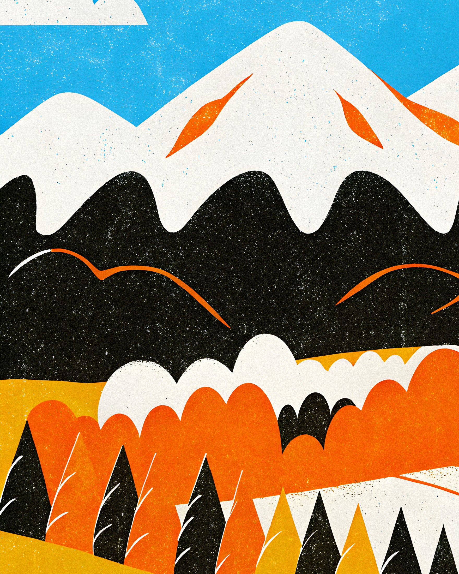 Modern Mountain Landscape – Graphic Nature Poster