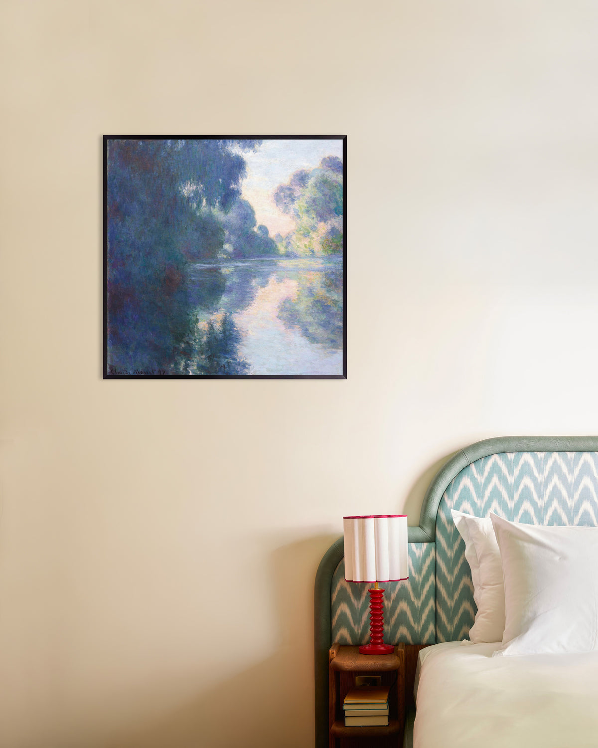 Poster of Morning on the Seine (1897) by Claude Monet, with metal frame