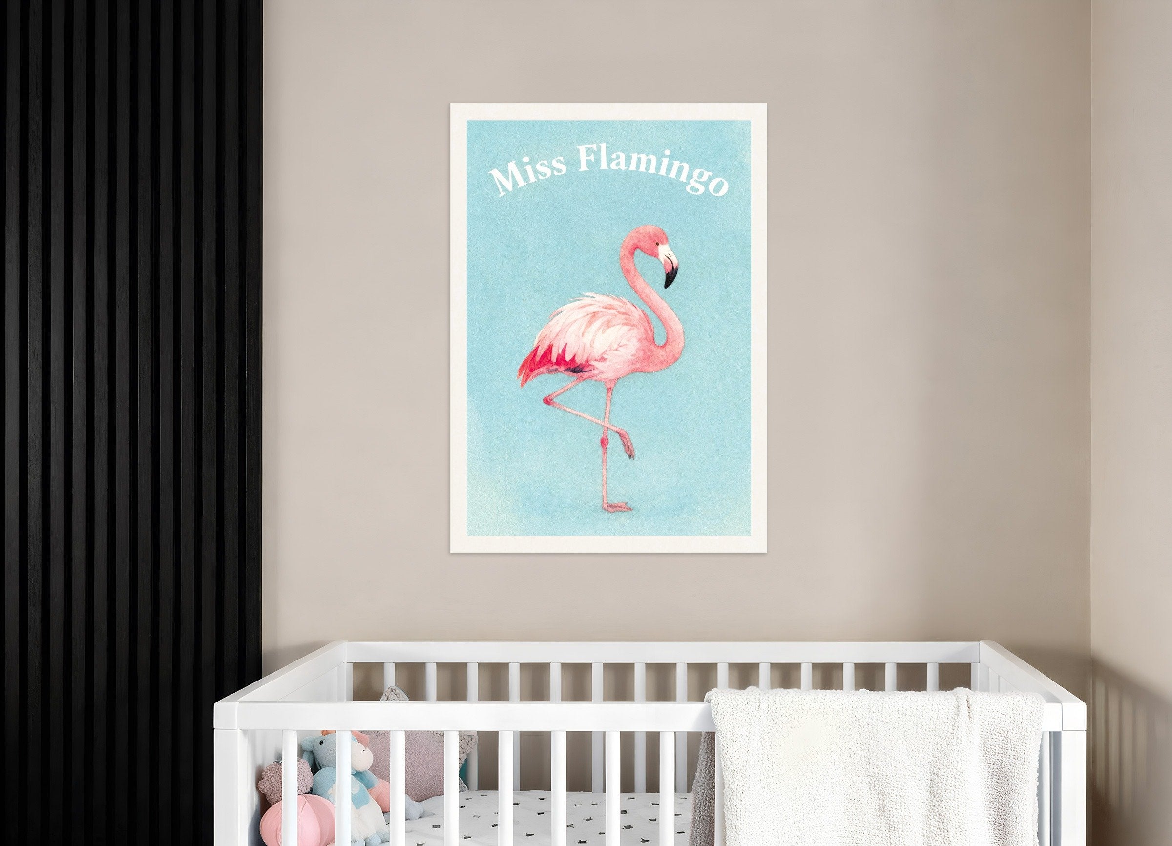 Poster of Nursery flamingo wall art – Watercolor poster