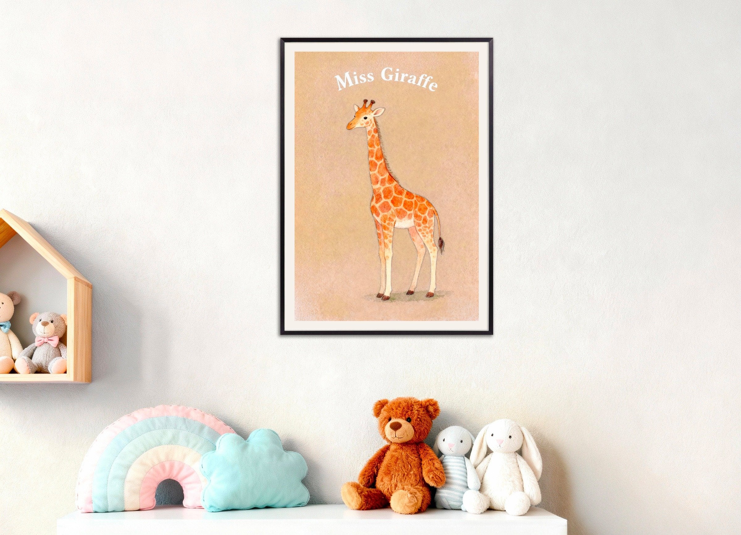 Poster of Nursery giraffe wall art – Tall animal poster, with metal frame