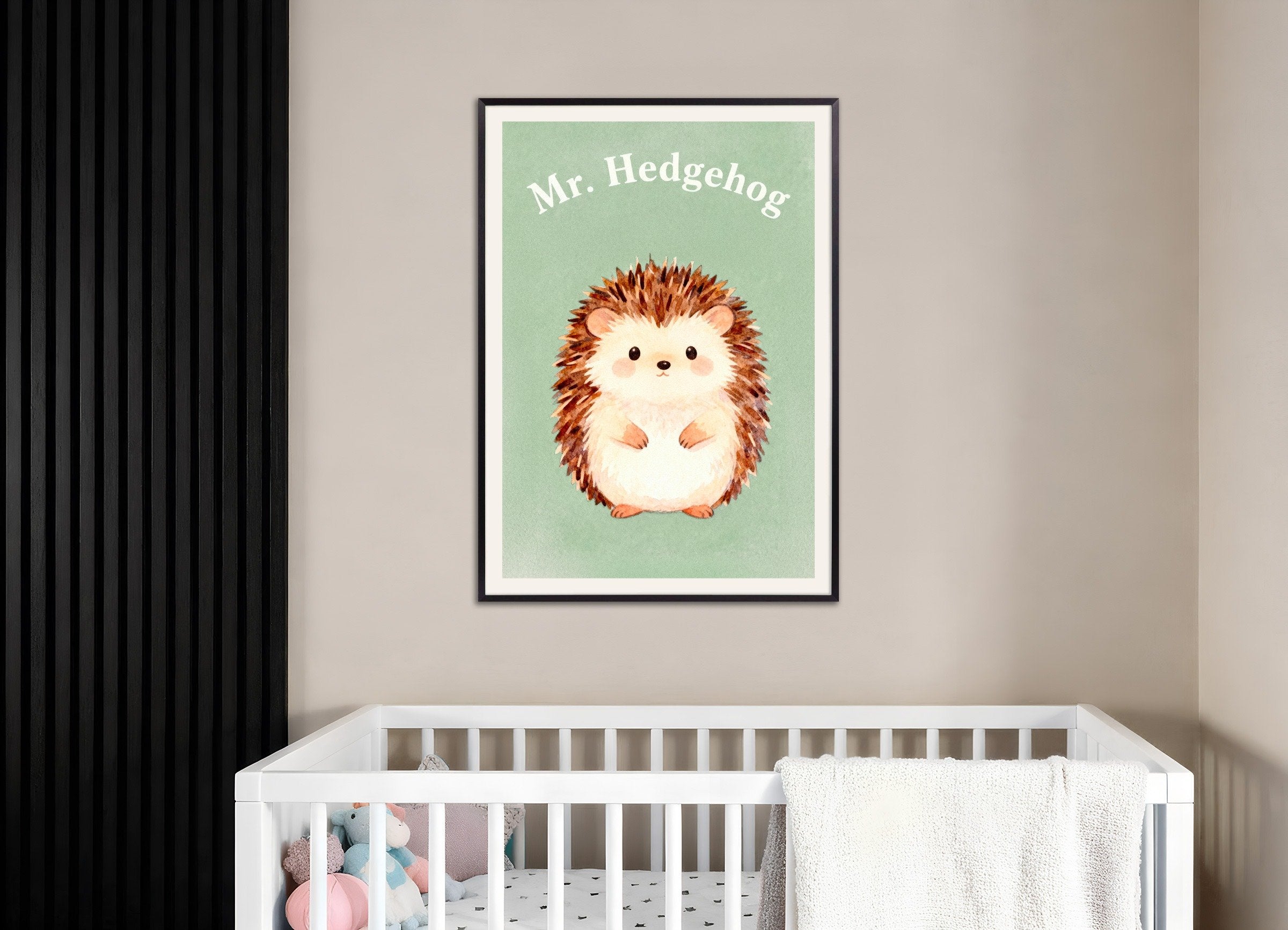 Poster of Nursery hedgehog wall art – Cute spiky friend, with metal frame