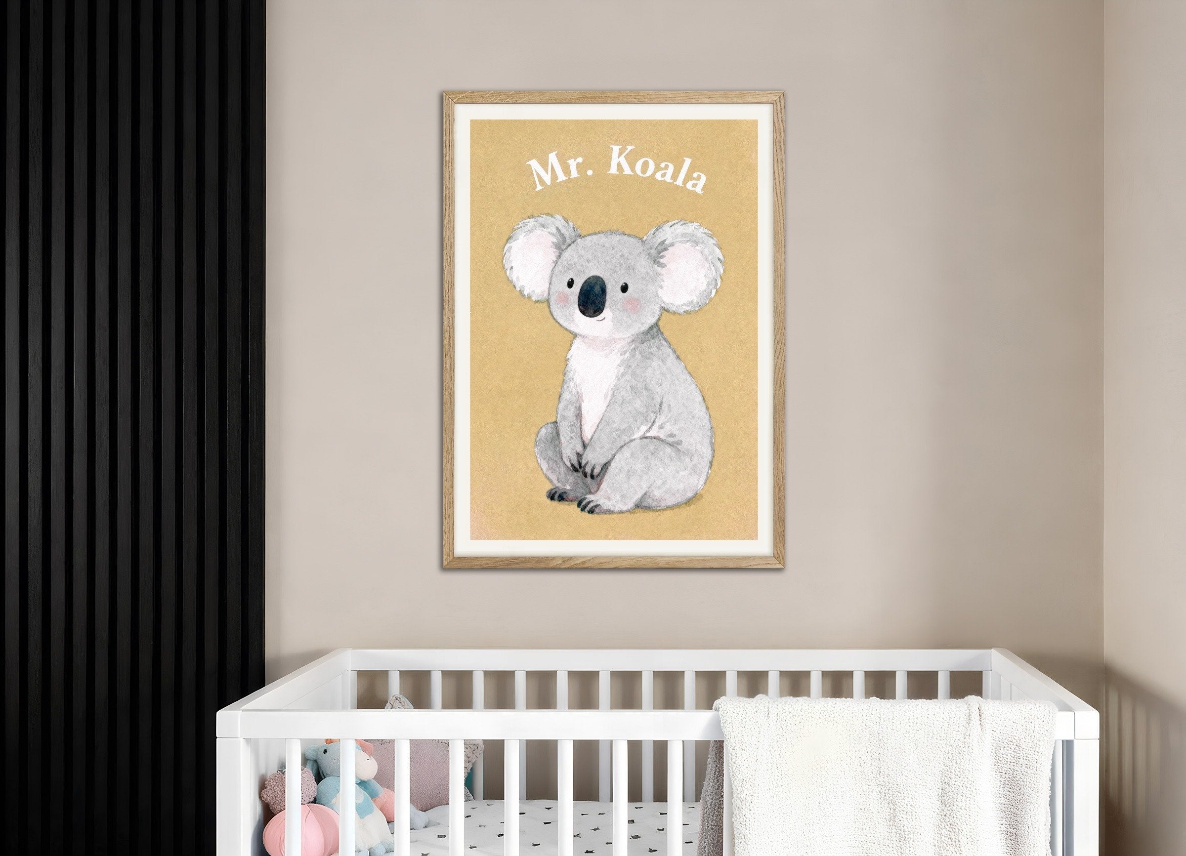 Poster of Nursery koala wall art – Sleepy bear poster, with natural wooden frame