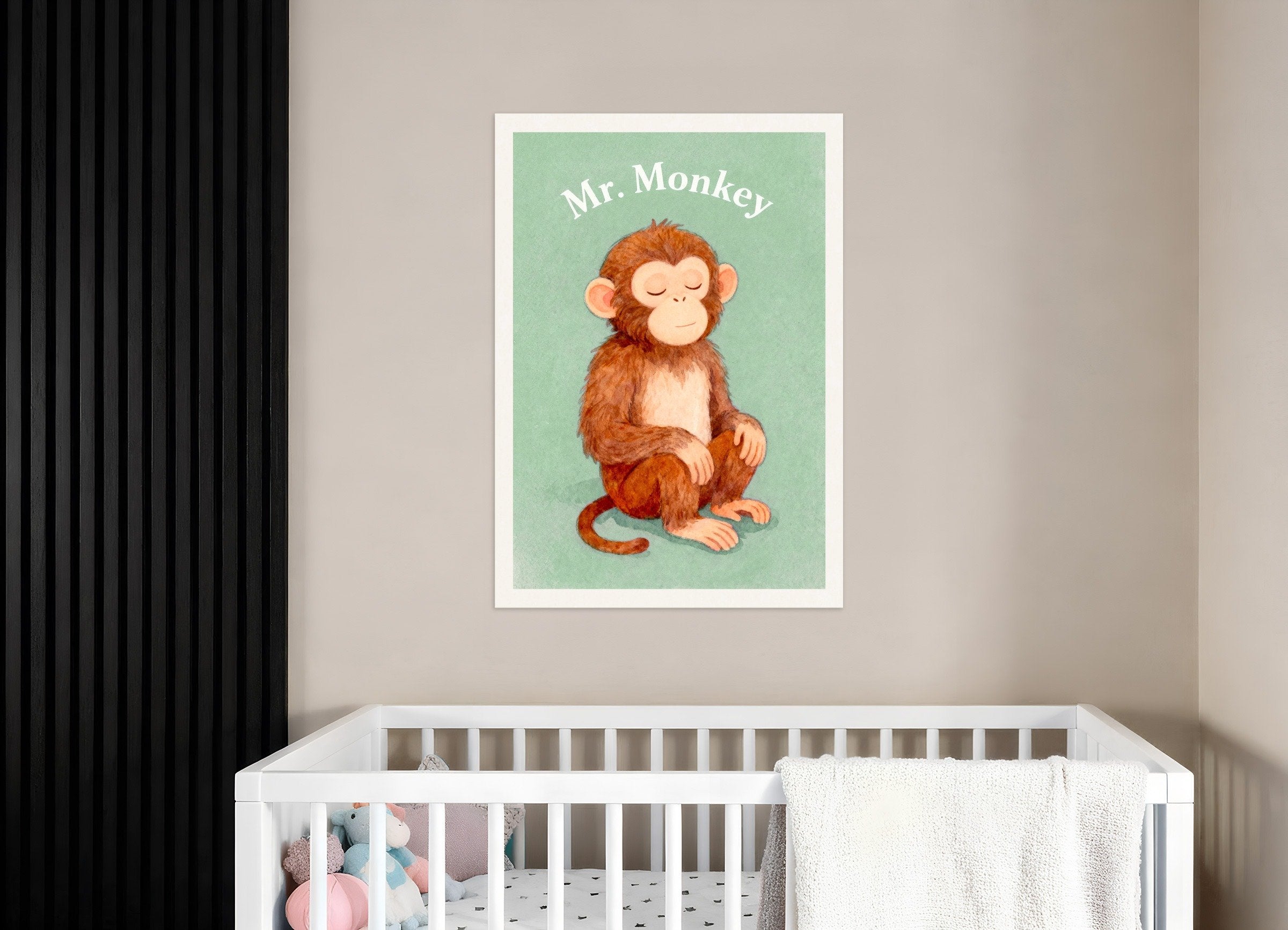 Poster of Nursery monkey wall art – Playful jungle animal